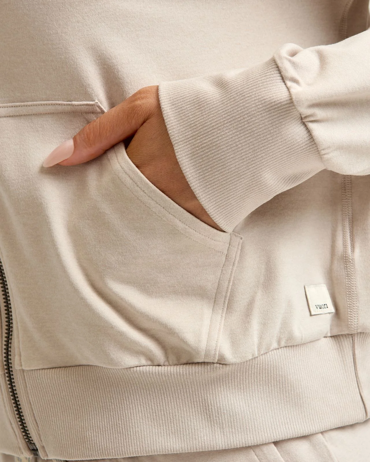 Halo Modern Full Zip Hoodie Ecru Heather - Image 6