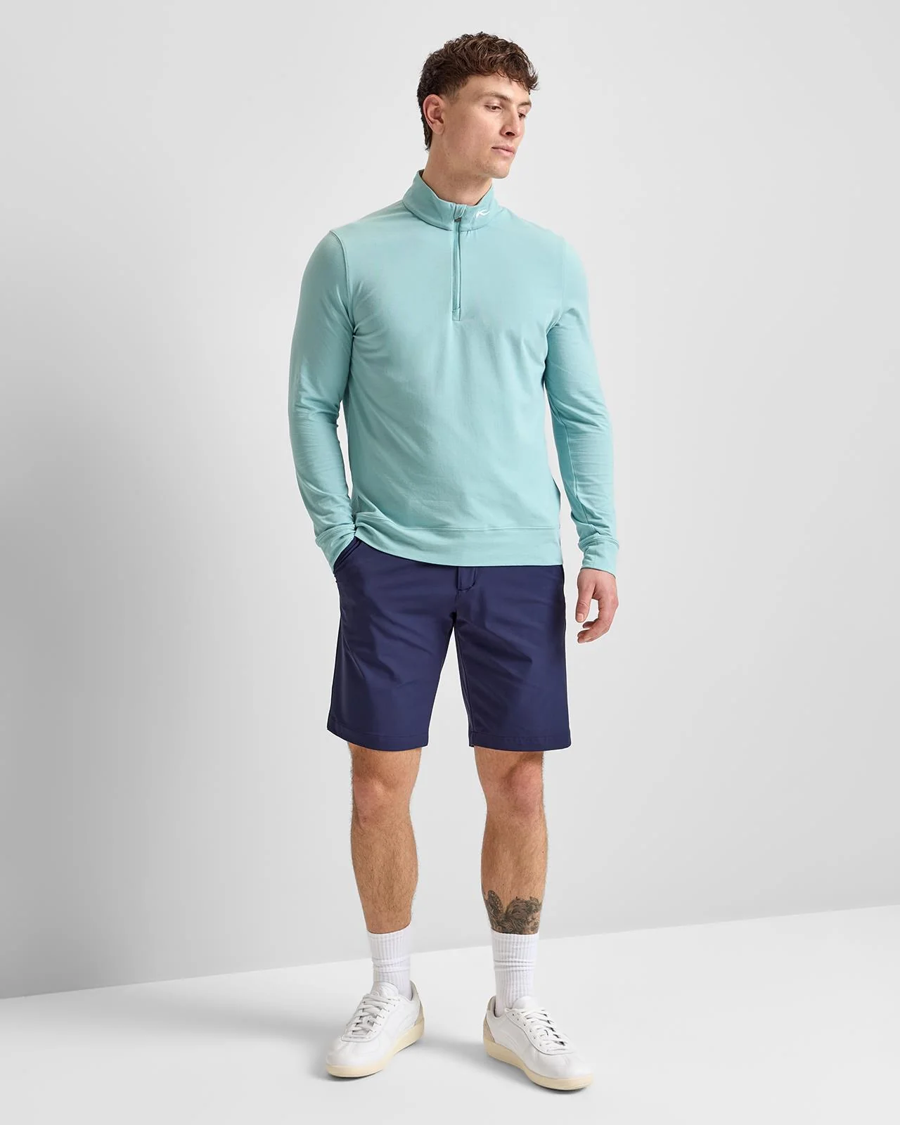 Hollow Pima Half Zip Mid Layer Riverbank - Image 3