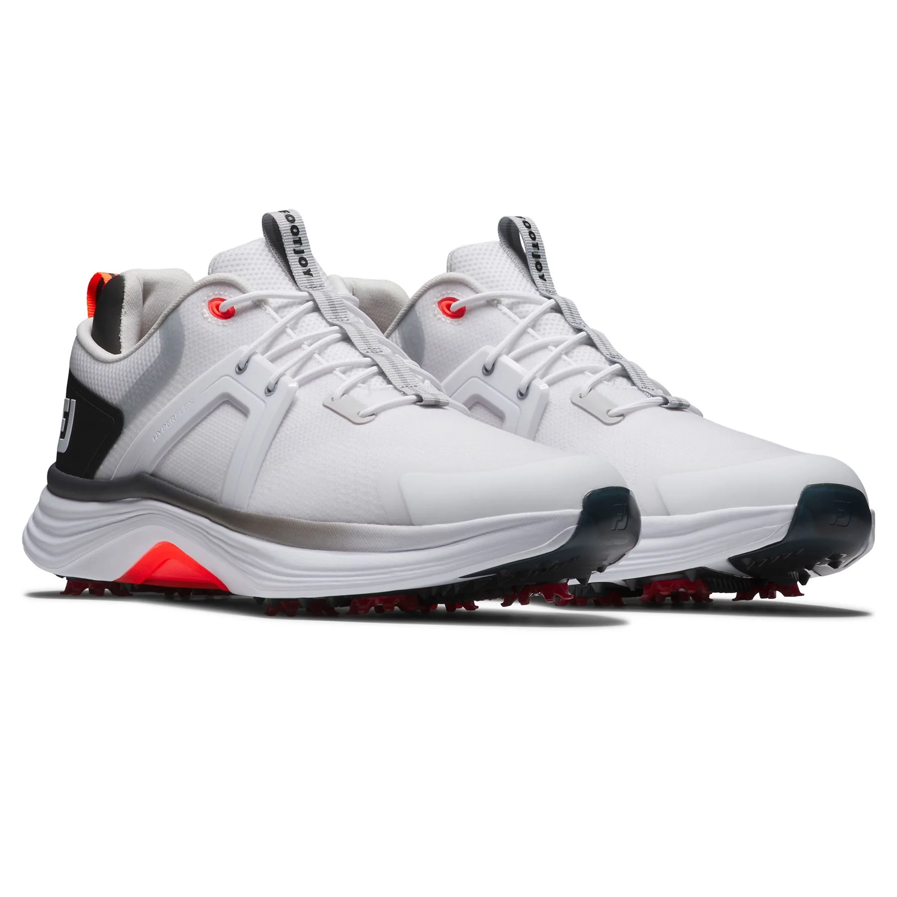 Hyperflex Spiked Golf Shoes White/Black/Red - Image 5