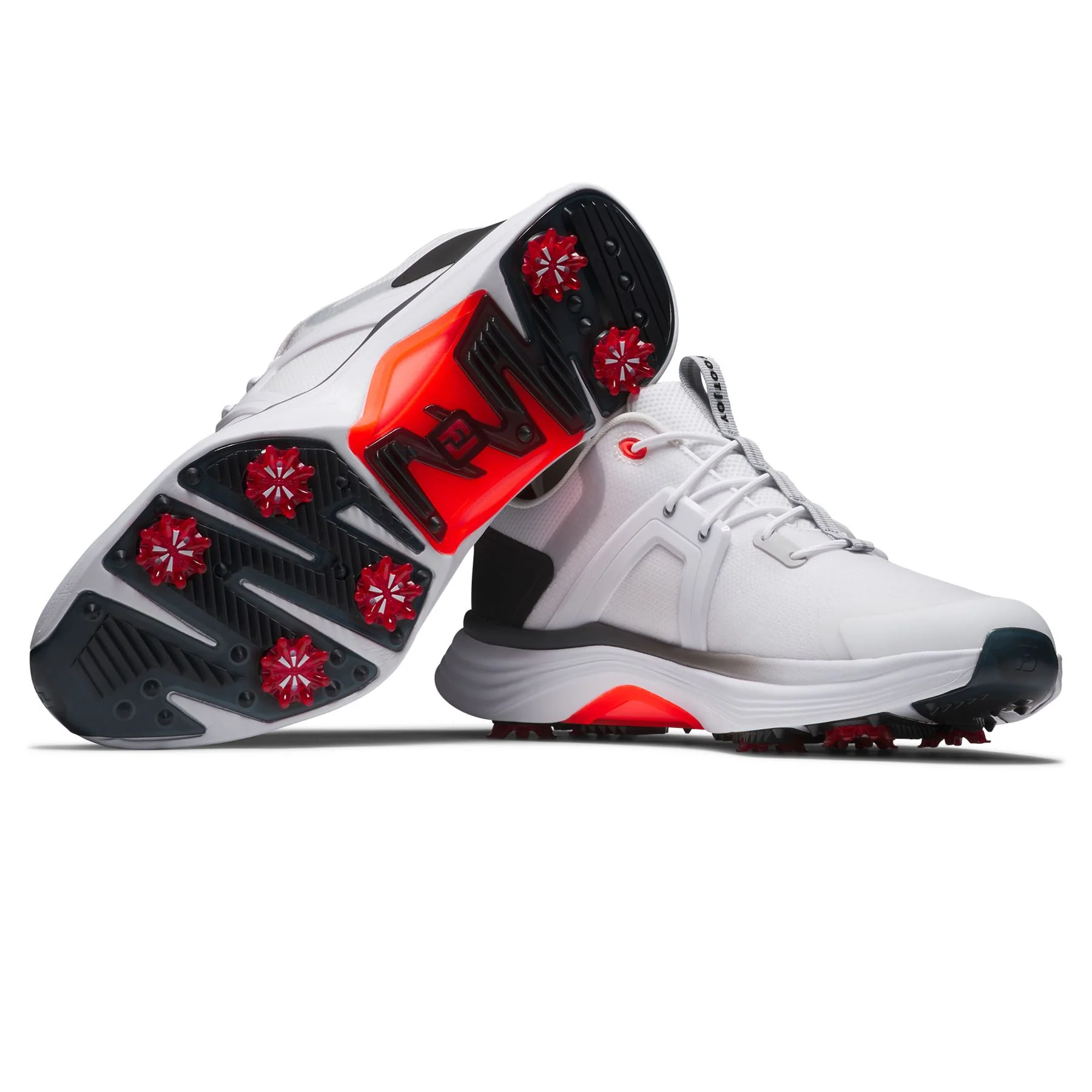 Hyperflex Spiked Golf Shoes White/Black/Red - Image 6