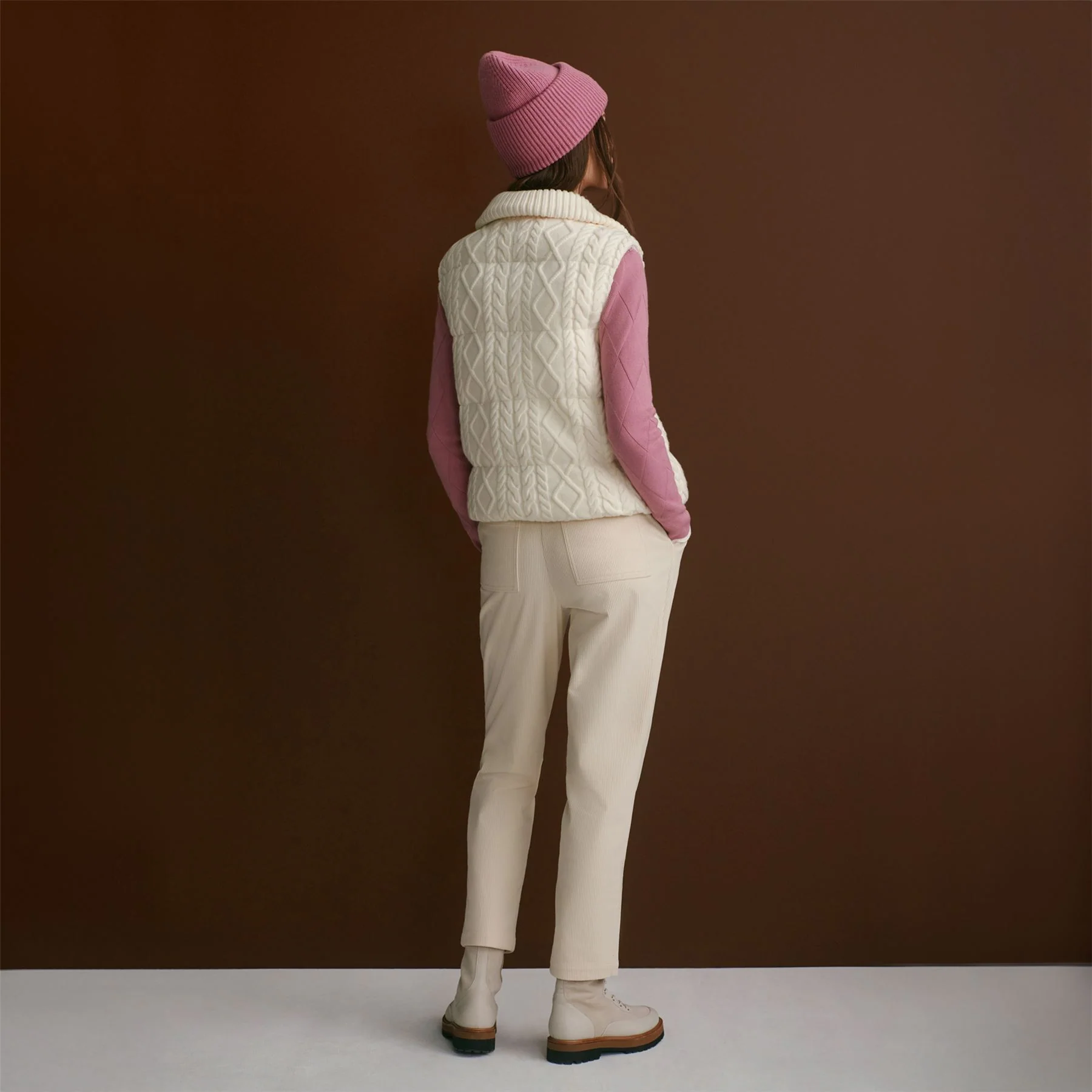 Irina Cable Knit Gilet Egret - Image 4