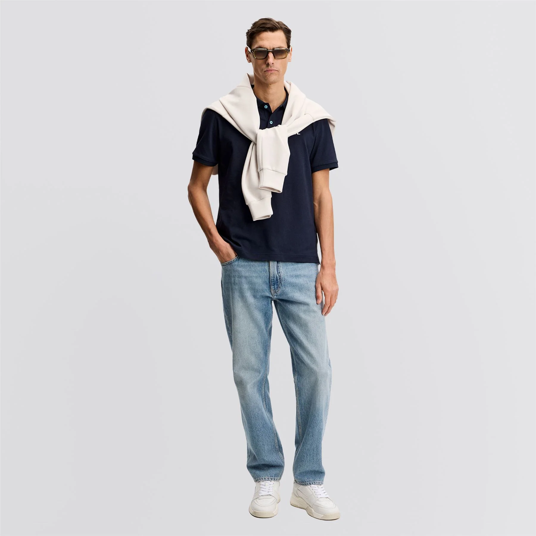 Joey Tipping Jacquard Rib Polo JL Navy - Image 3