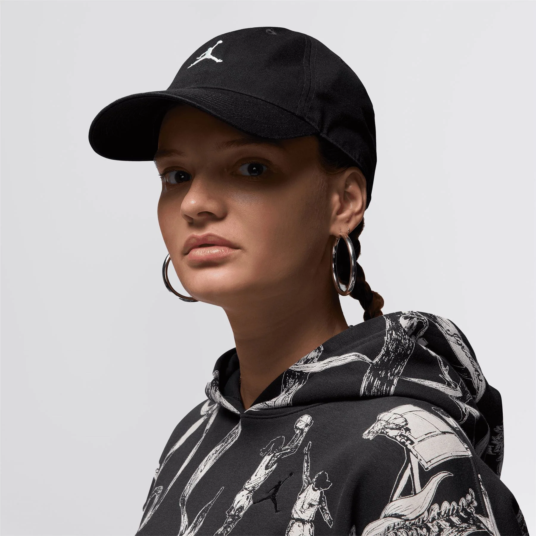 Jordan Club Unstructured Curved-Bill Hat Black/White - Image 4