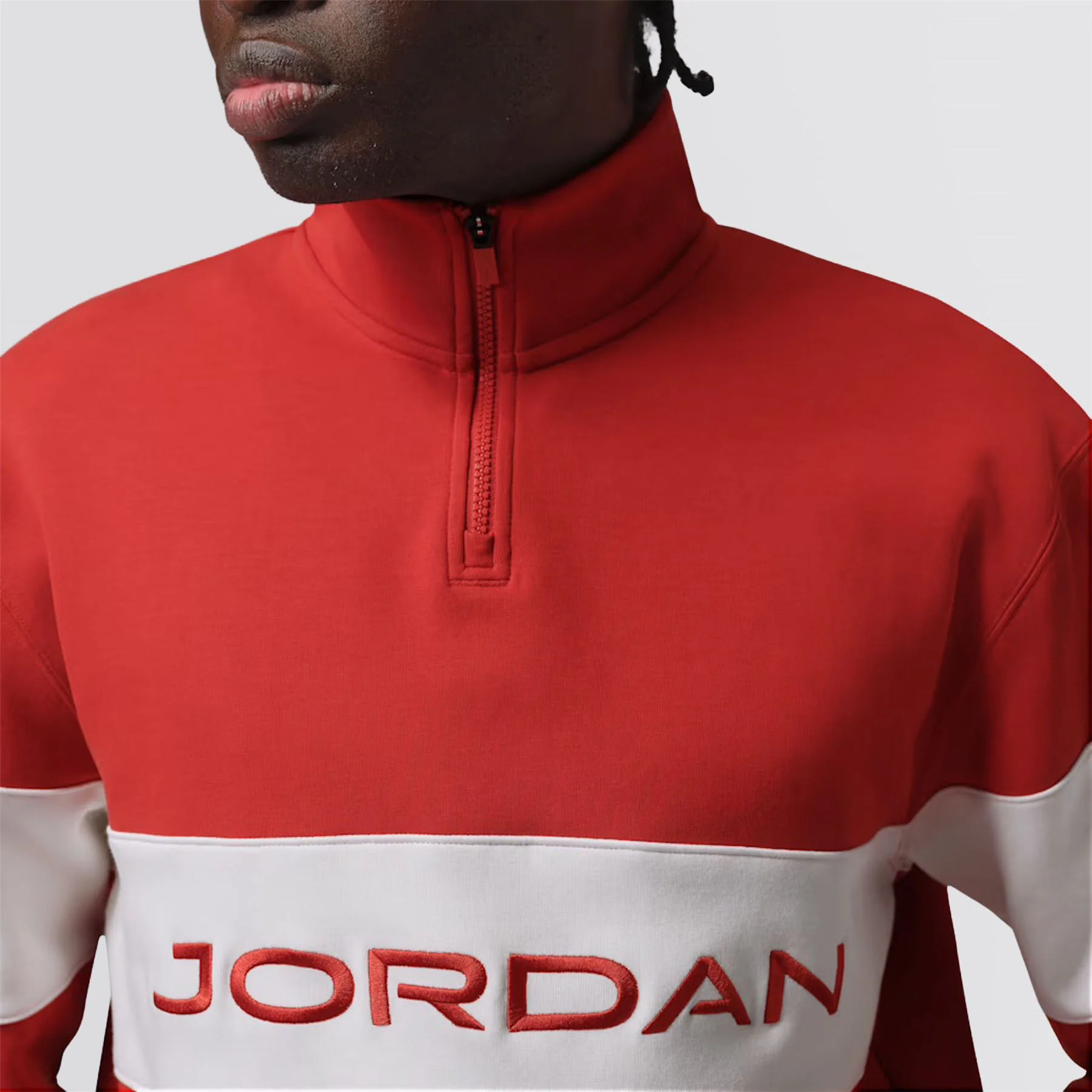 Jordan Dri-FIT Golf Half Zip Mid Layer Mystic Red/Sail - Image 3