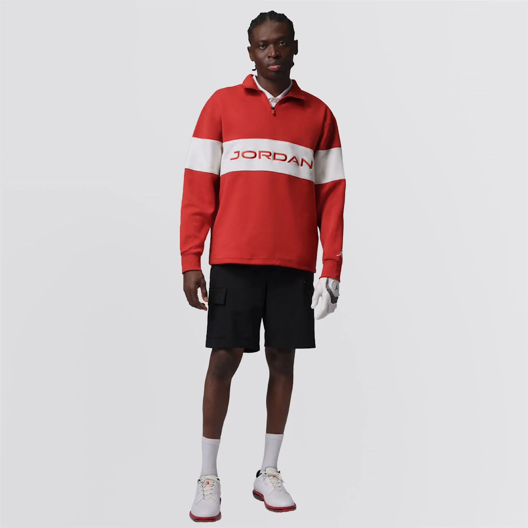 Jordan Dri-FIT Golf Half Zip Mid Layer Mystic Red/Sail - Image 5