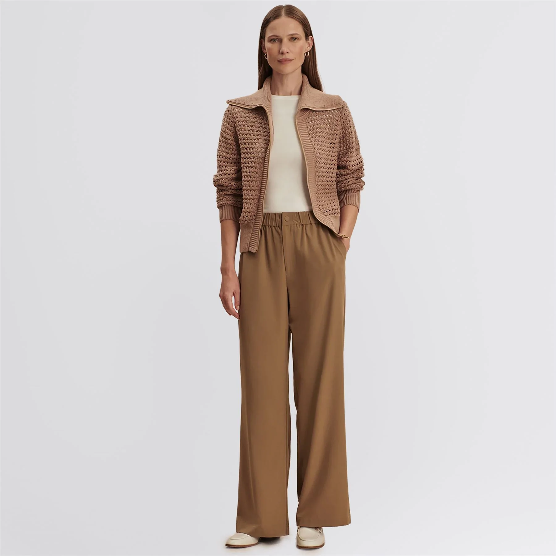 Kayson Wide Leg 2.0 29.5 Inch Trousers Taupe Stone - Image 4