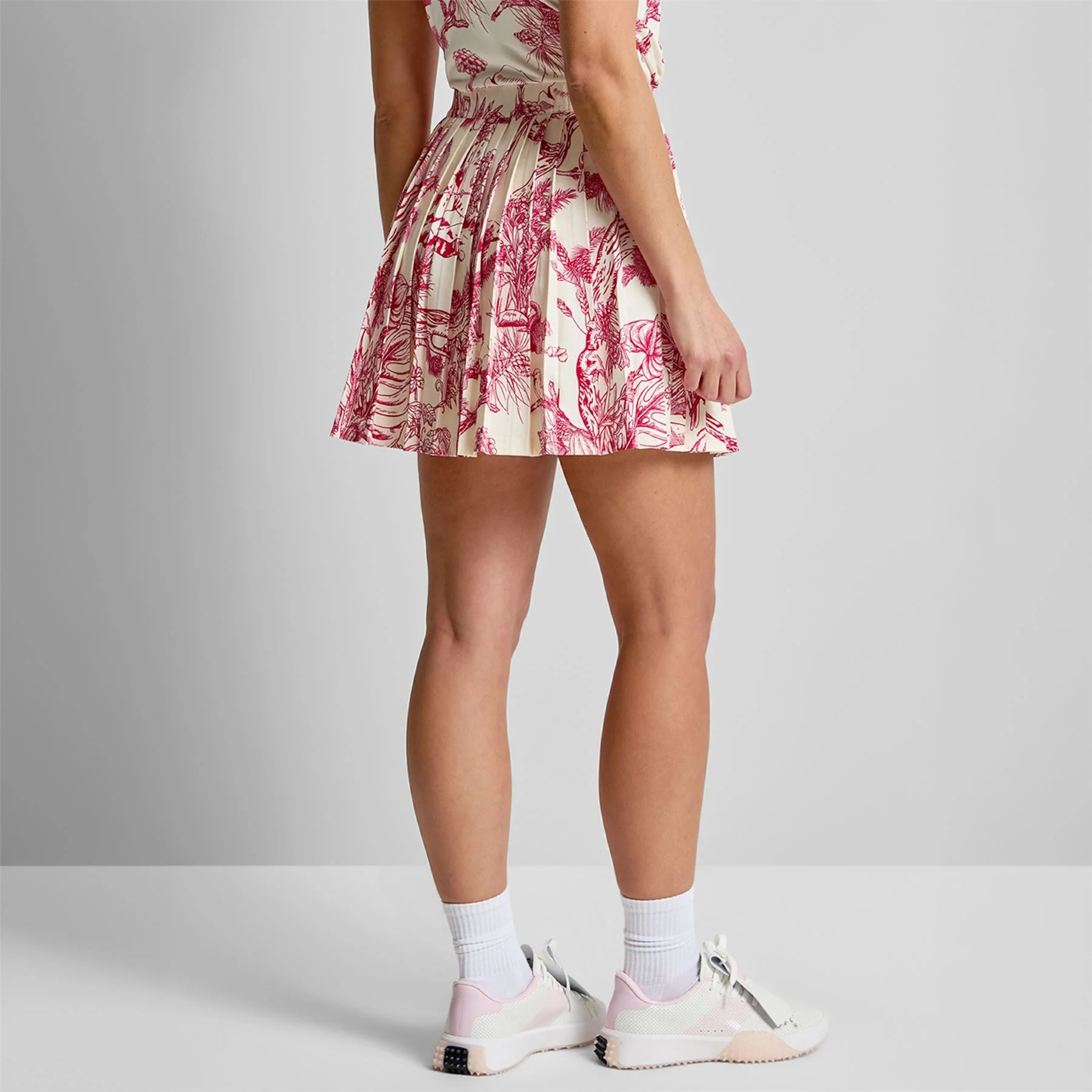 Knife Pleat Skirt Red Botanical - Image 2