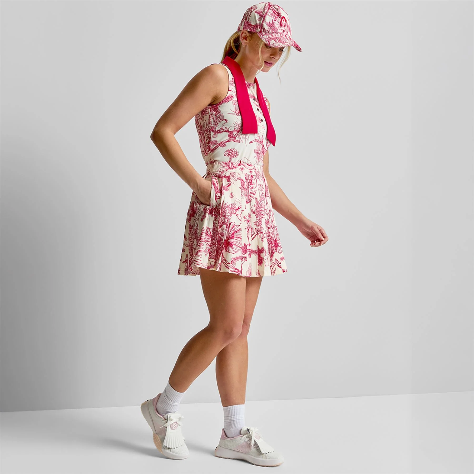 Knife Pleat Skirt Red Botanical - Image 3