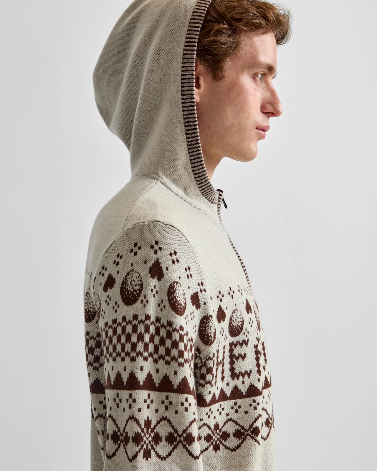 Knit Zip Hoodie Cream - Image 5