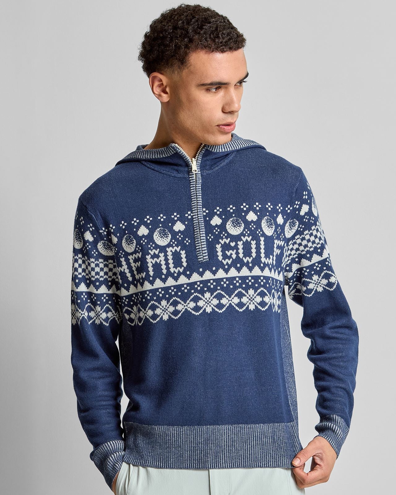 Knit Zip Hoodie Navy