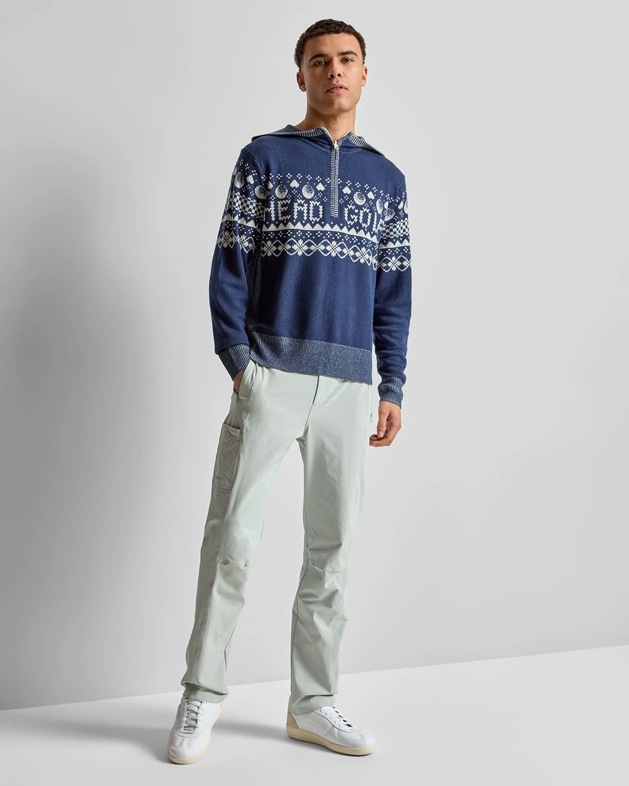 Knit Zip Hoodie Navy - Image 3