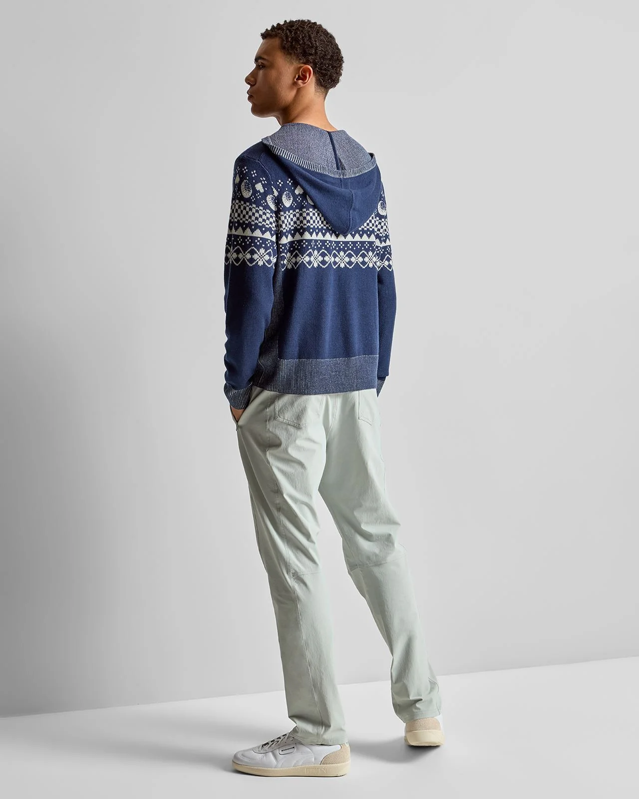 Knit Zip Hoodie Navy - Image 4
