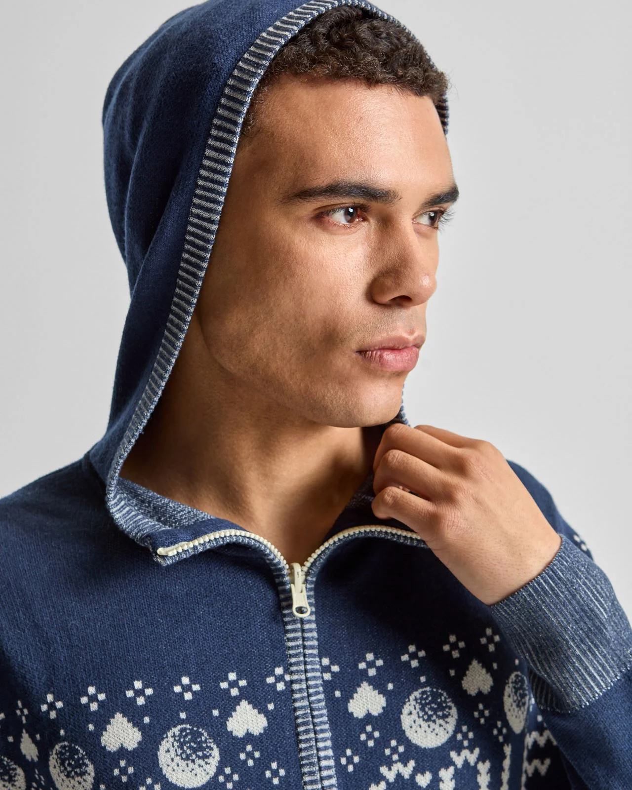 Knit Zip Hoodie Navy - Image 5