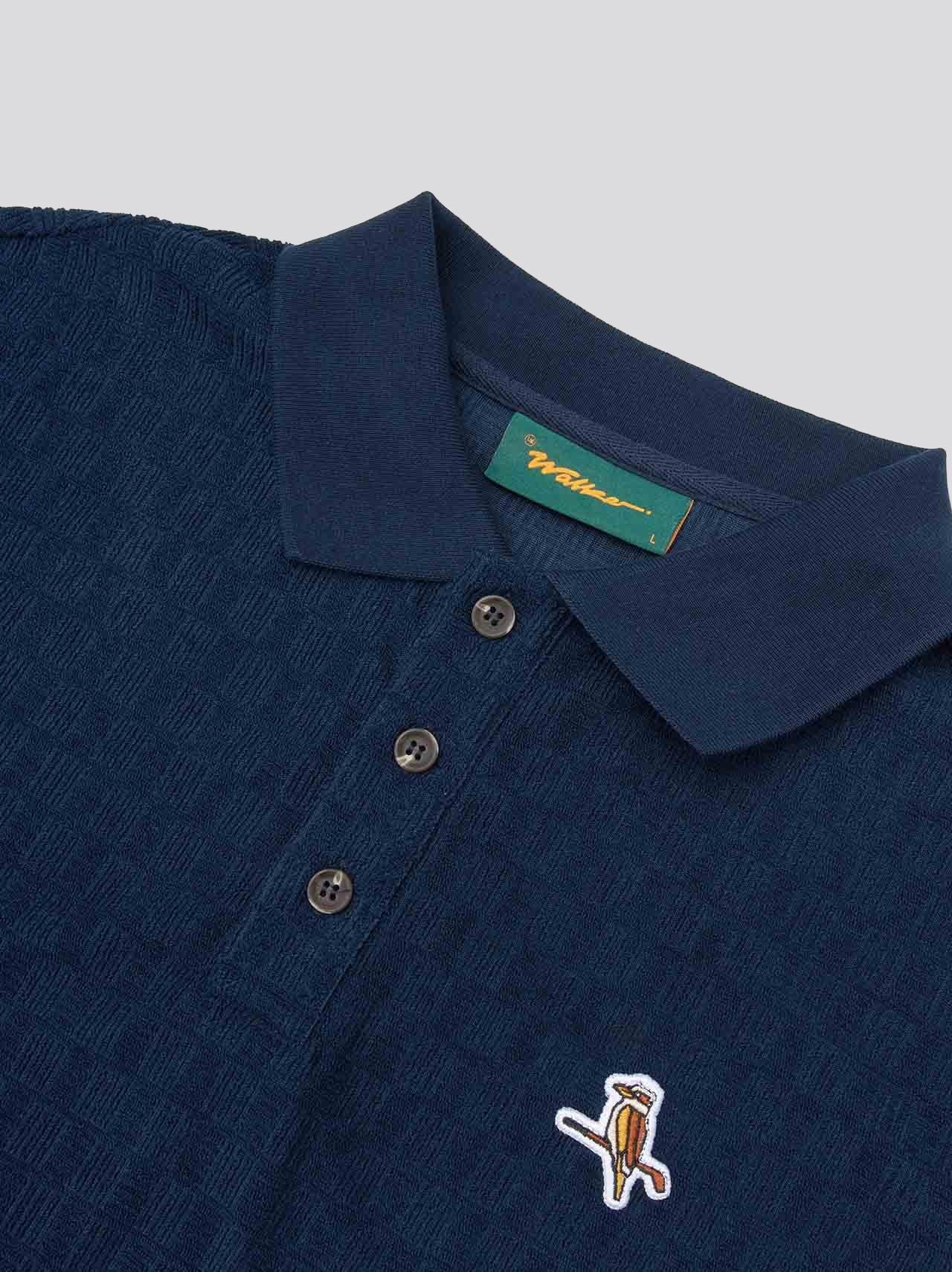 Kooka Jacquard Terry Polo Navy - Image 3