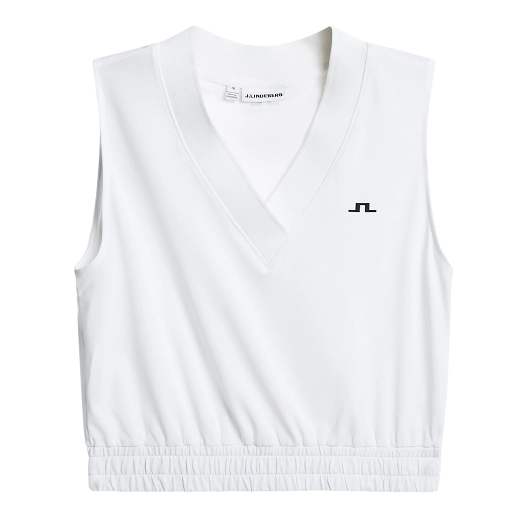 Liny Cropped V-Neck SL Top White - Image 5