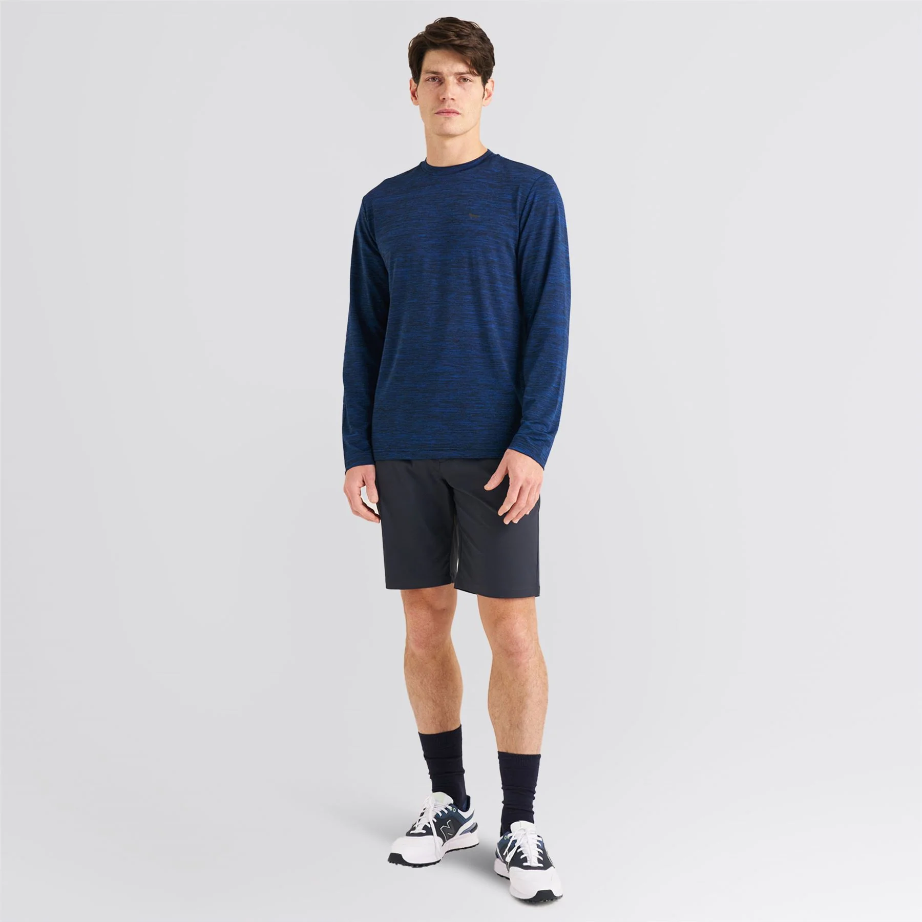 Long Sleeve Mesh Textured T-Shirt Navy - Image 3