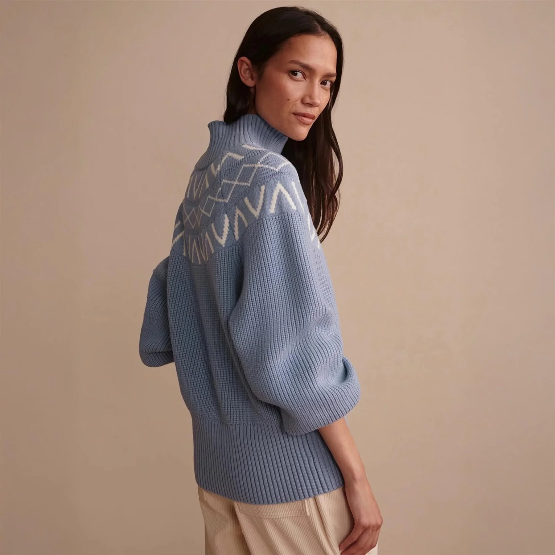 Marcie Fairisle Yoke Knit Sweater Glacier Blue - Image 5