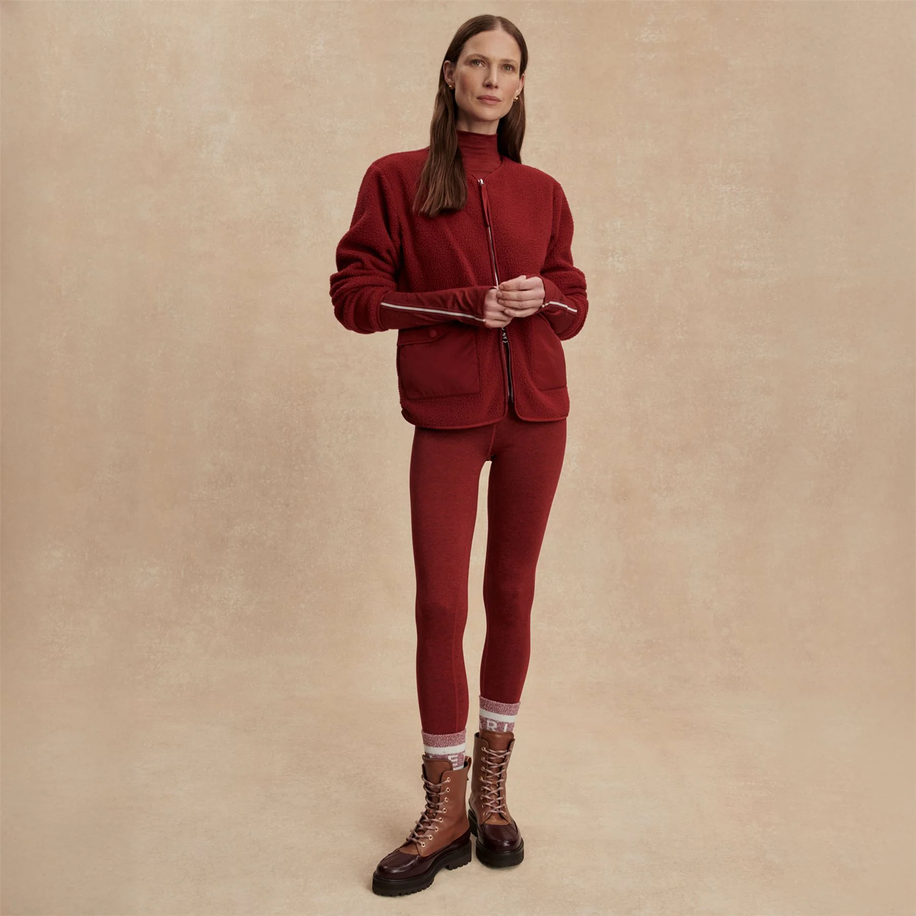 Marina Collarless Fleece Red Dahlia - Image 3