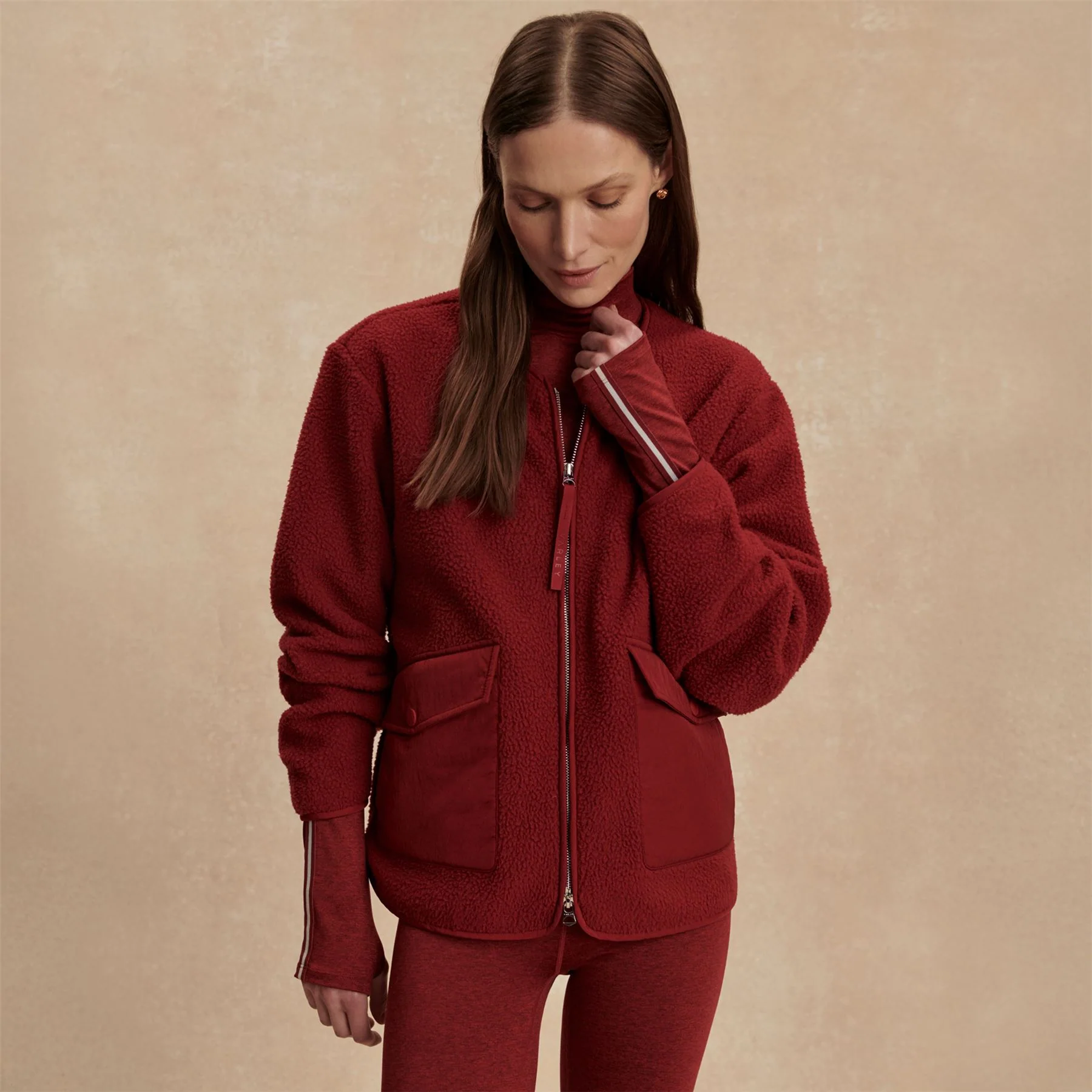 Marina Collarless Fleece Red Dahlia - Image 4