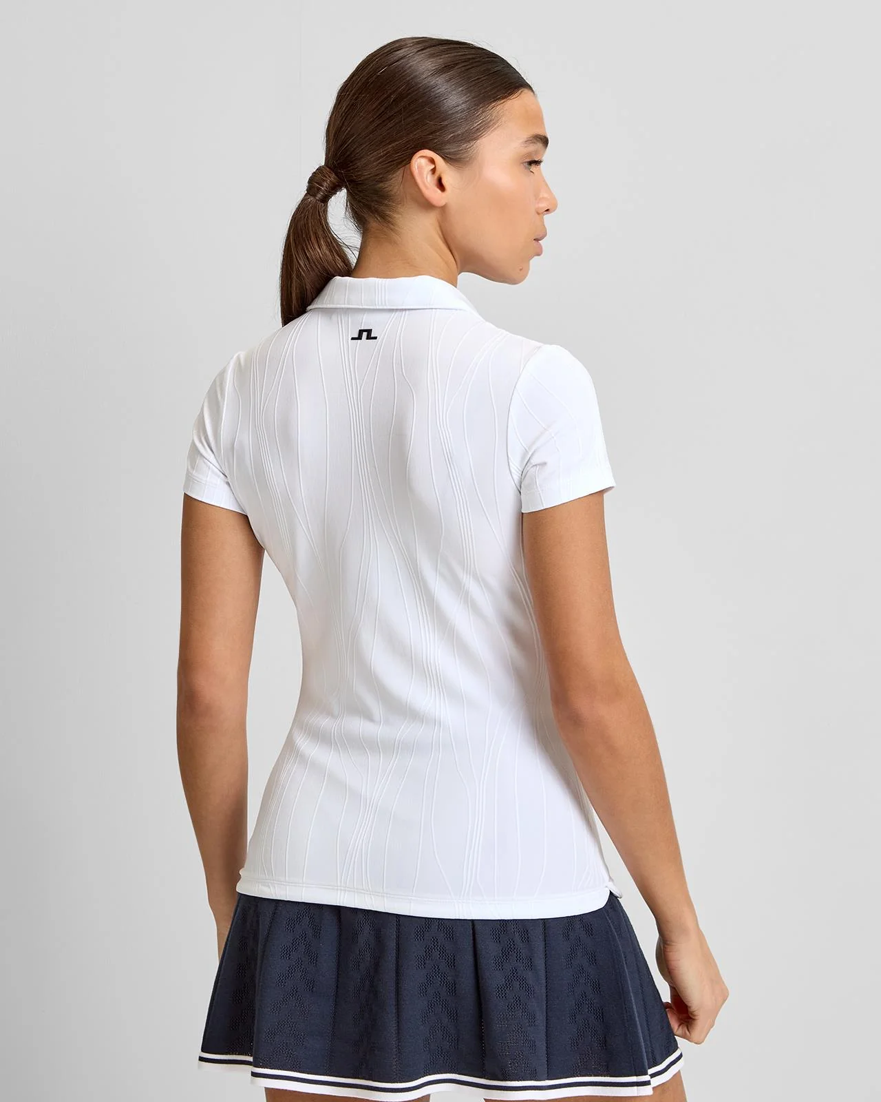 Marlie Jacquard V-Neck Polo White - Image 2