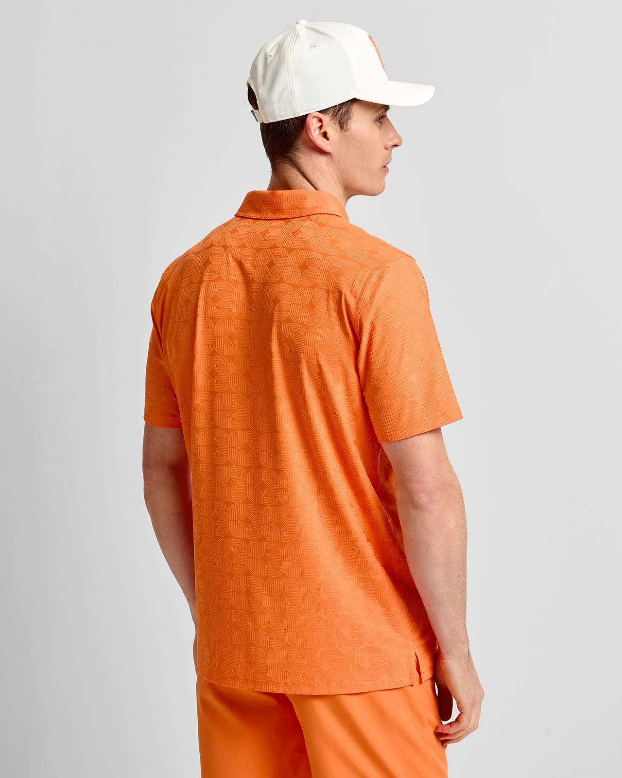 MATTR Deco Jacquard Polo Shirt Melon Glow - Image 2