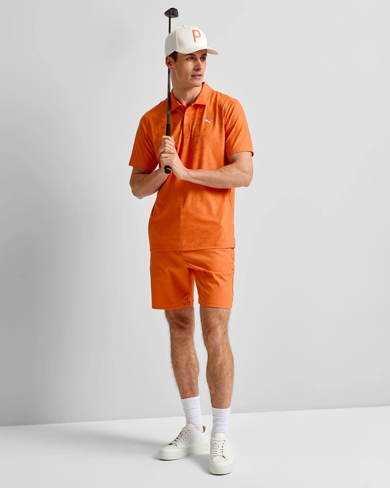 MATTR Deco Jacquard Polo Shirt Melon Glow - Image 3