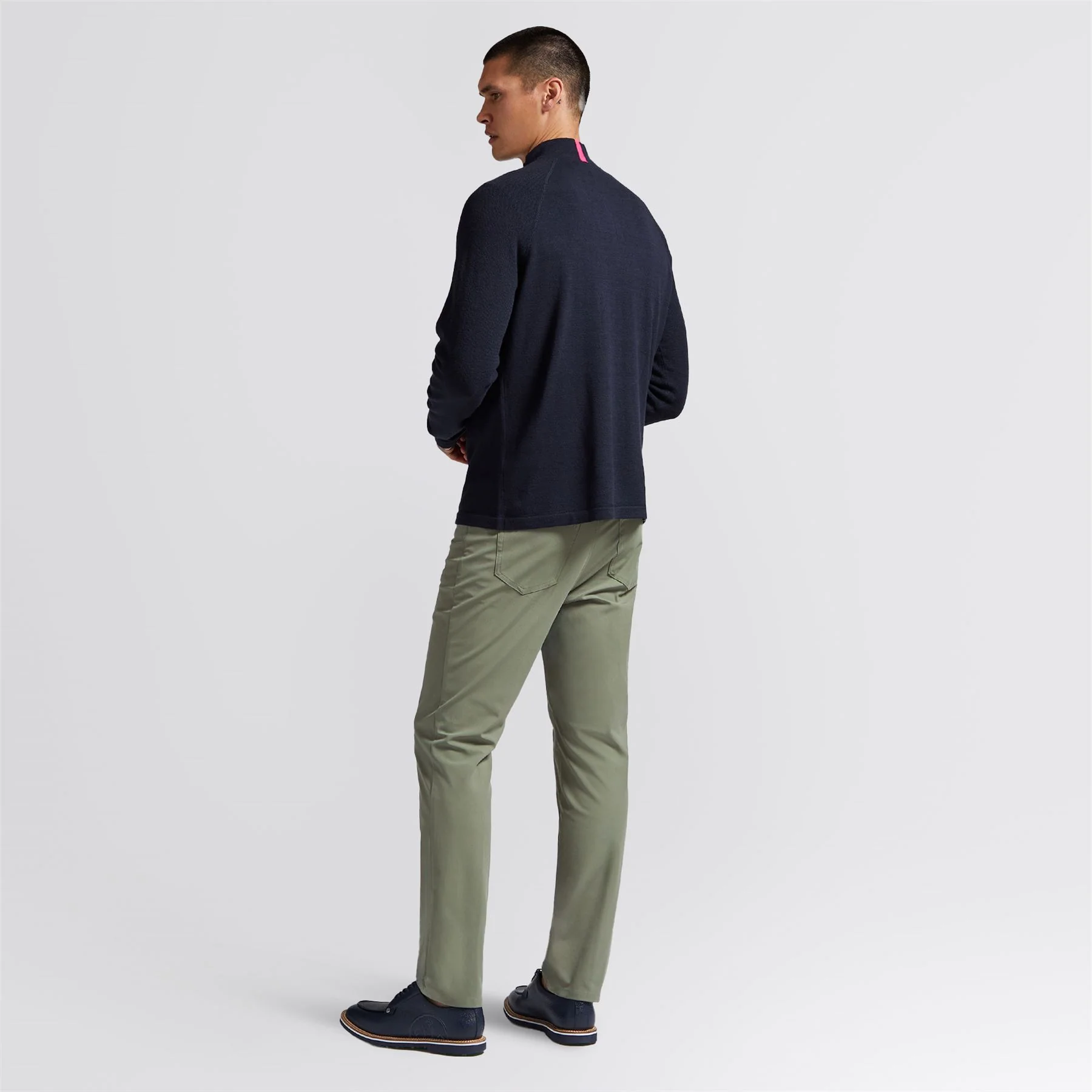 Merino Wool Blend Raglan Quarter Zip Mid Layer Twilight - Image 4