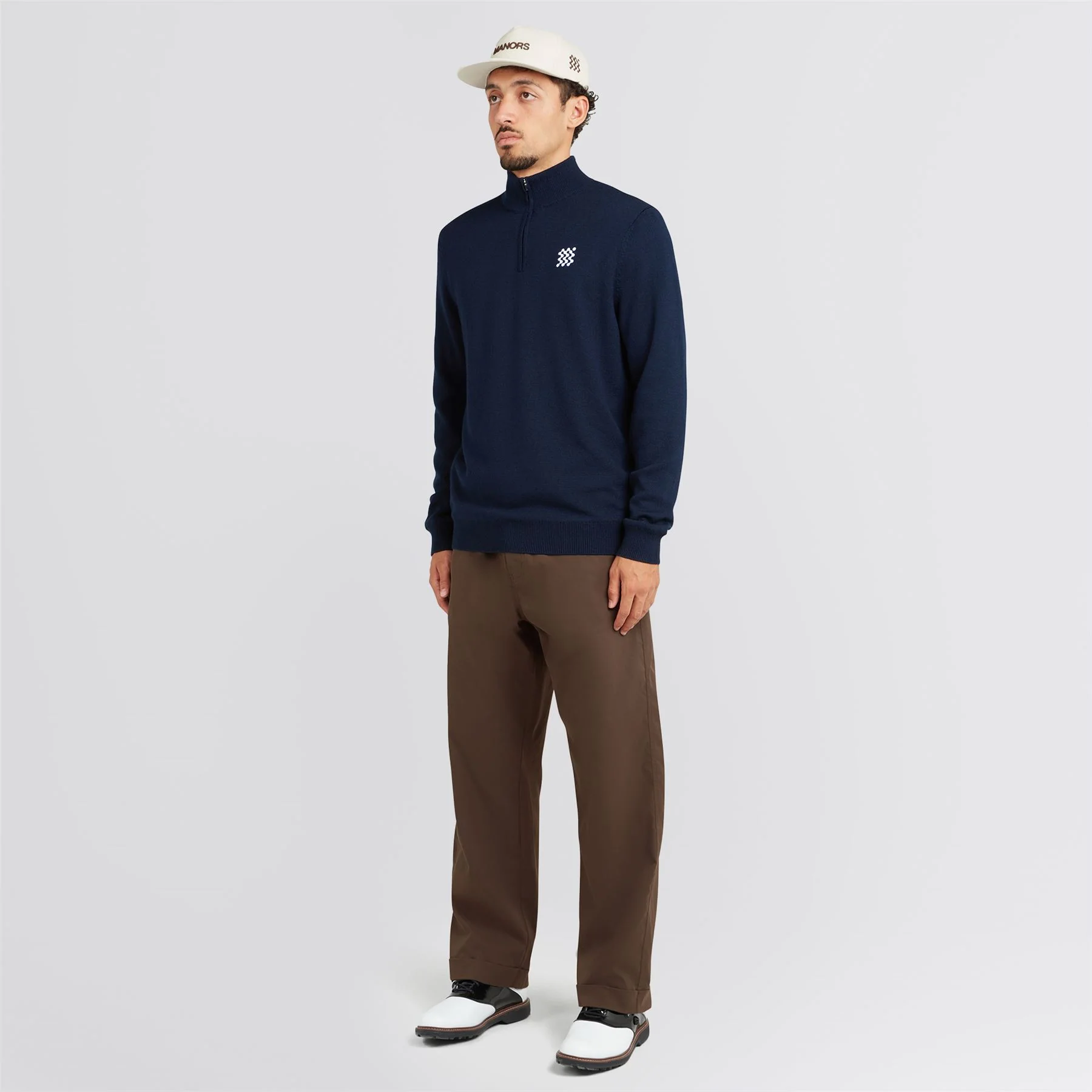 Merino Wool Quarter Zip Windbreaker Midnight - Image 3