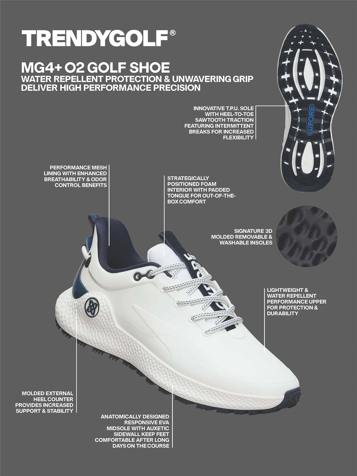MG4+ O2 Golf Shoes Snow/Onyx - Image 6