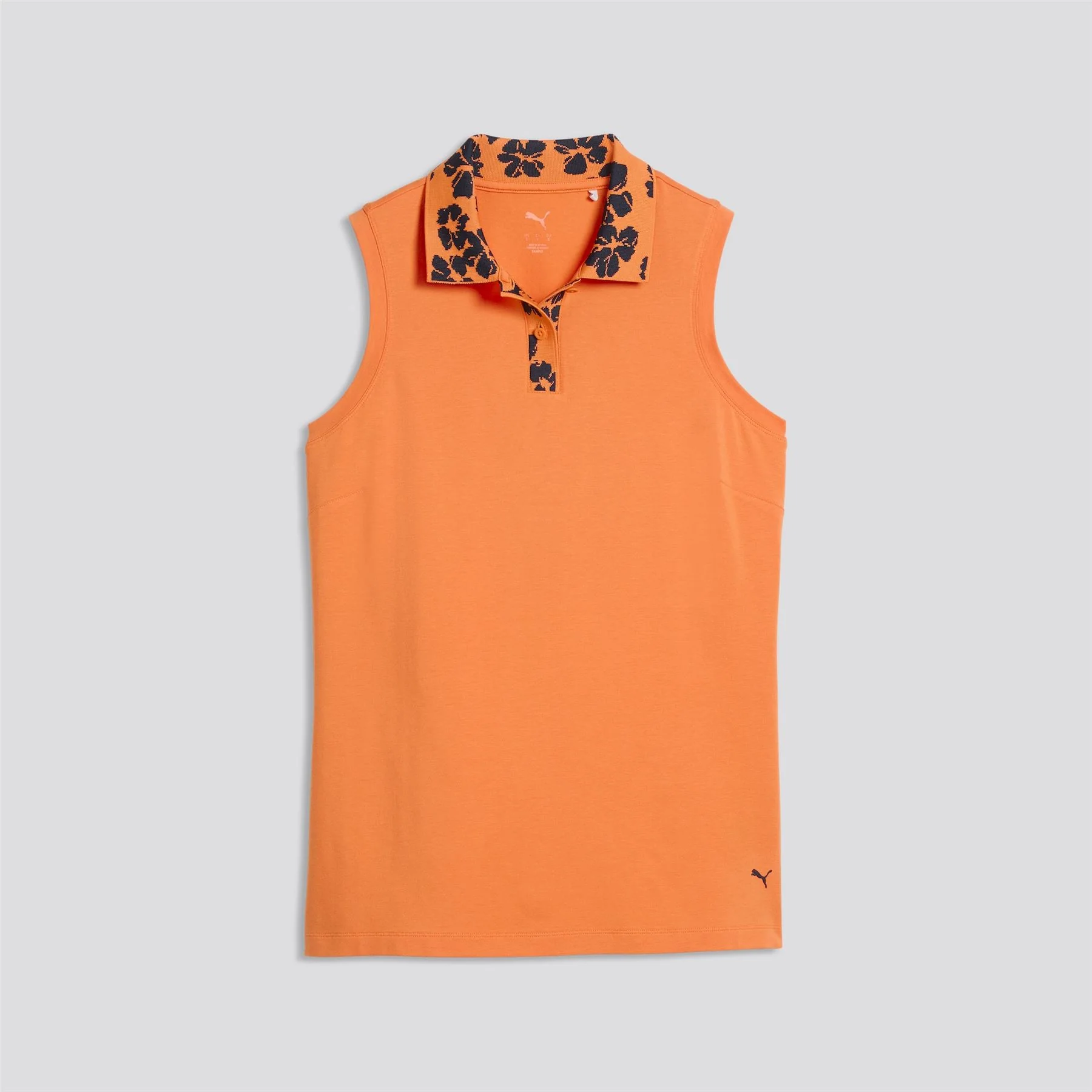 Modalon Floral Rib Sleeveless Polo Shirt Warm Melon Glow/Deep Navy - Image 5