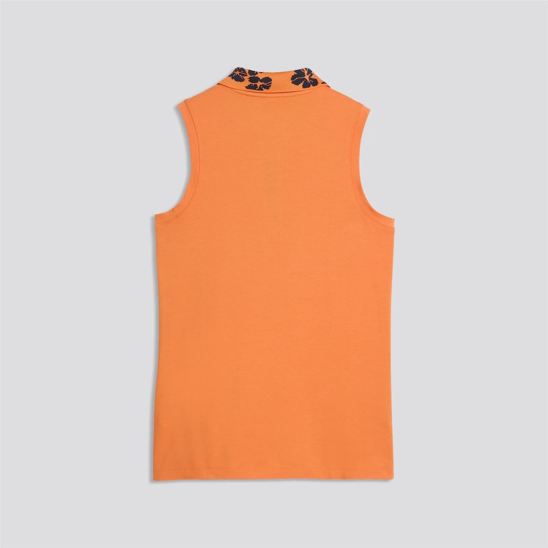 Modalon Floral Rib Sleeveless Polo Shirt Warm Melon Glow/Deep Navy - Image 6