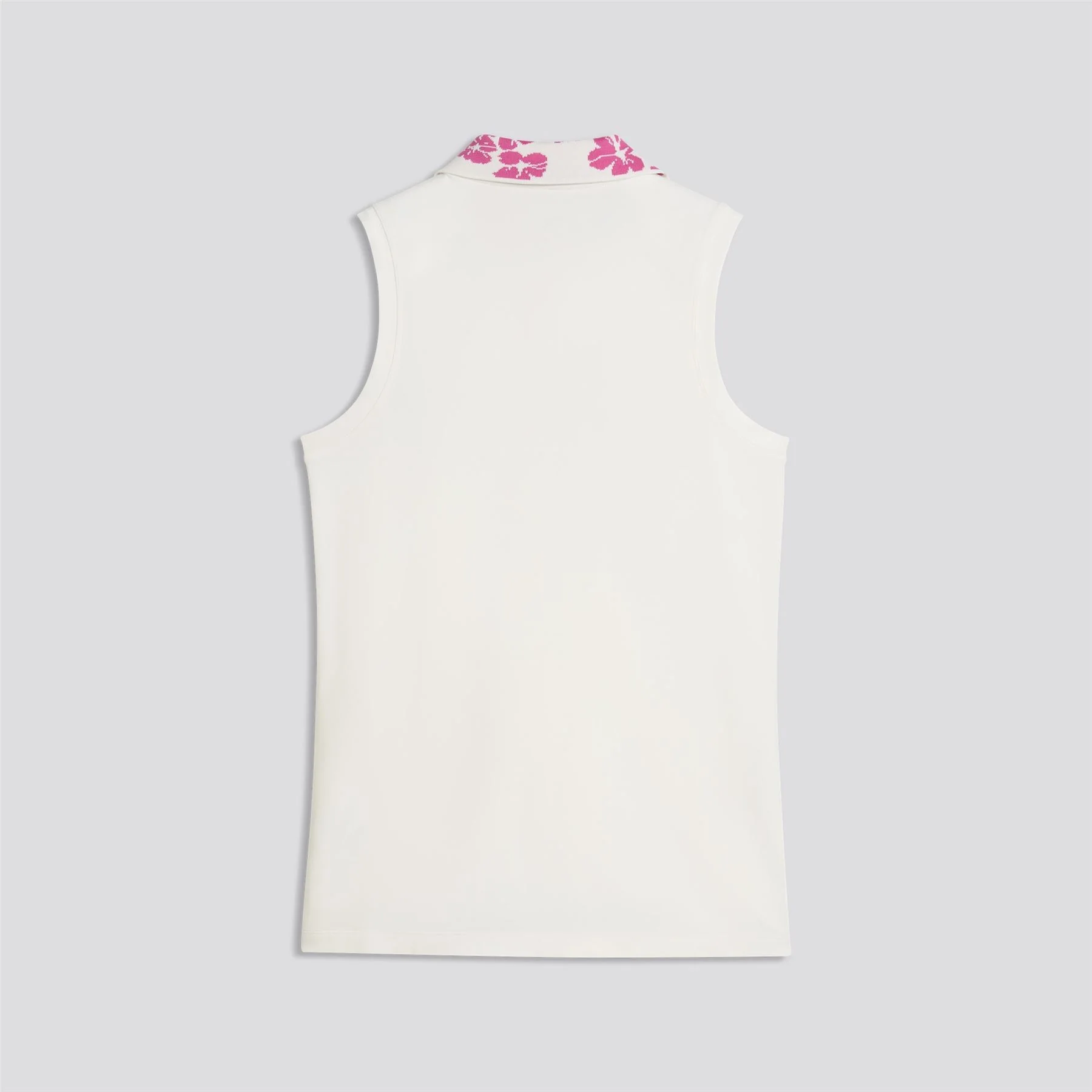 Modalon Floral Rib Sleeveless Polo Shirt Warm White/Pink Opan - Image 6