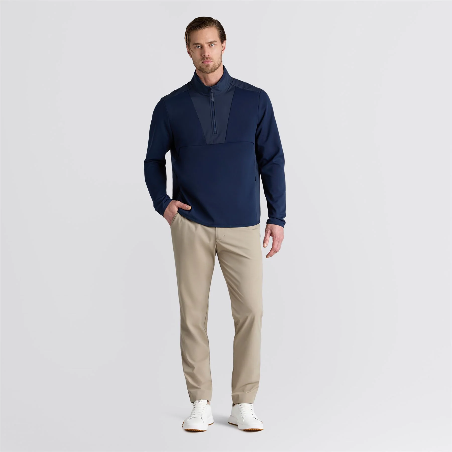 Nylon Panelled Quarter Zip Jacket Twilight - Image 3