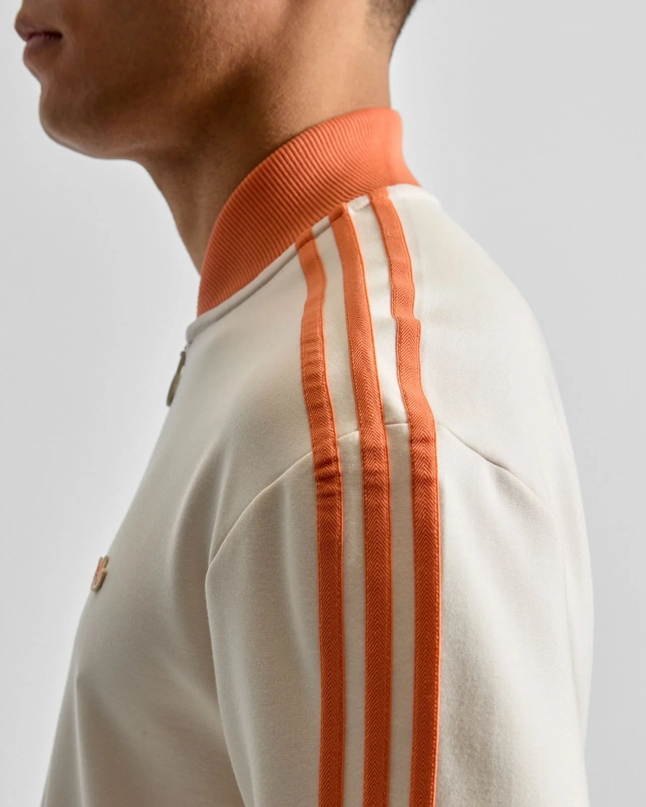Originals 3-Stripe Quarter Zip Chalk White/Dusky Orange - Image 4