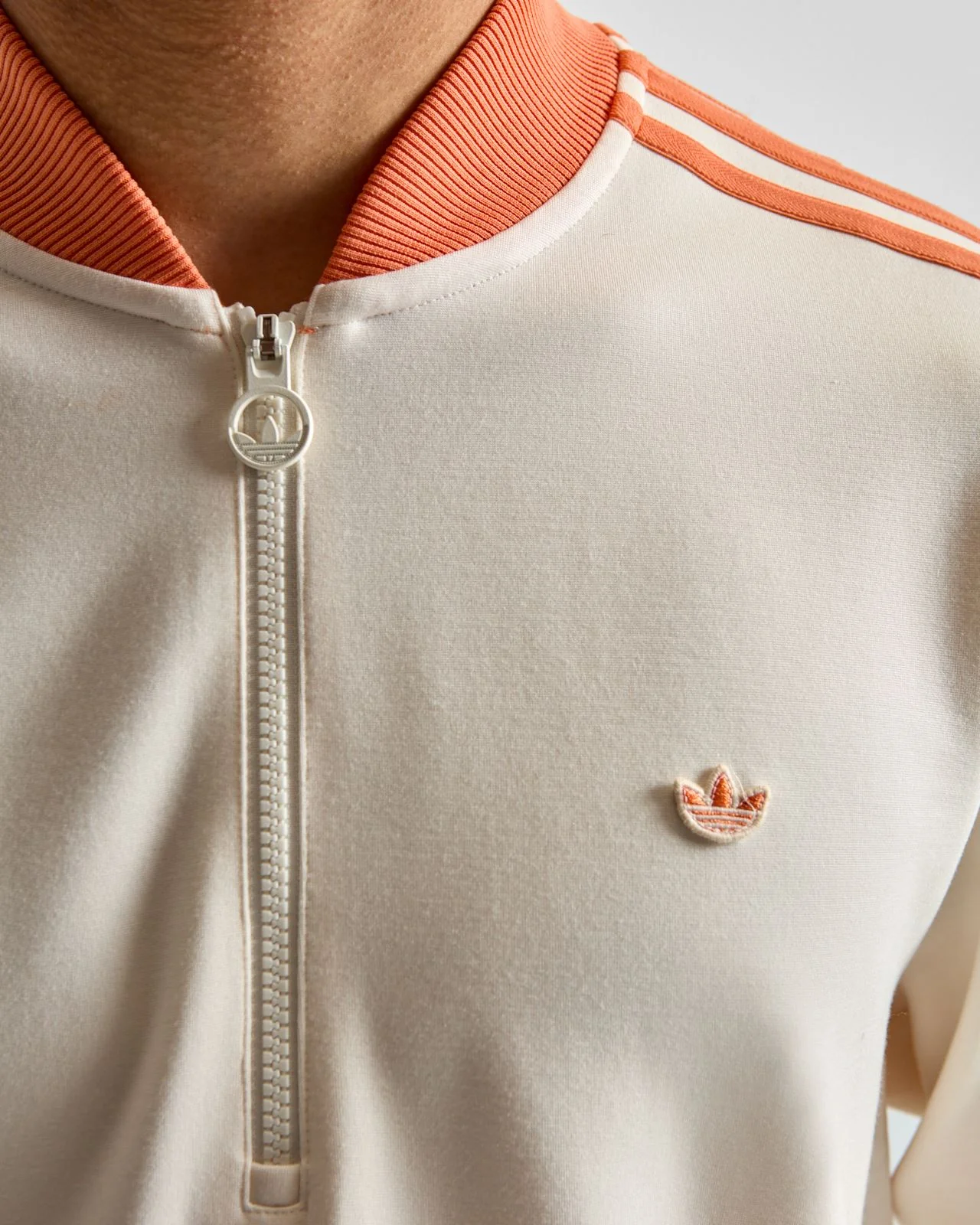 Originals 3-Stripe Quarter Zip Chalk White/Dusky Orange - Image 5