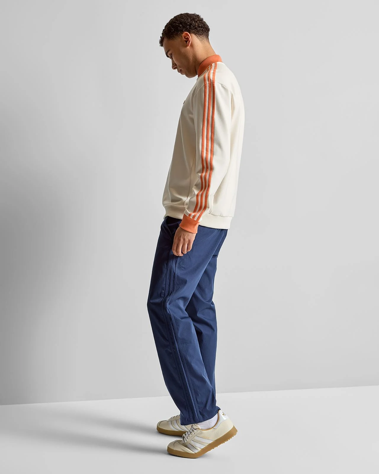Originals 3-Stripe Quarter Zip Chalk White/Dusky Orange - Image 6