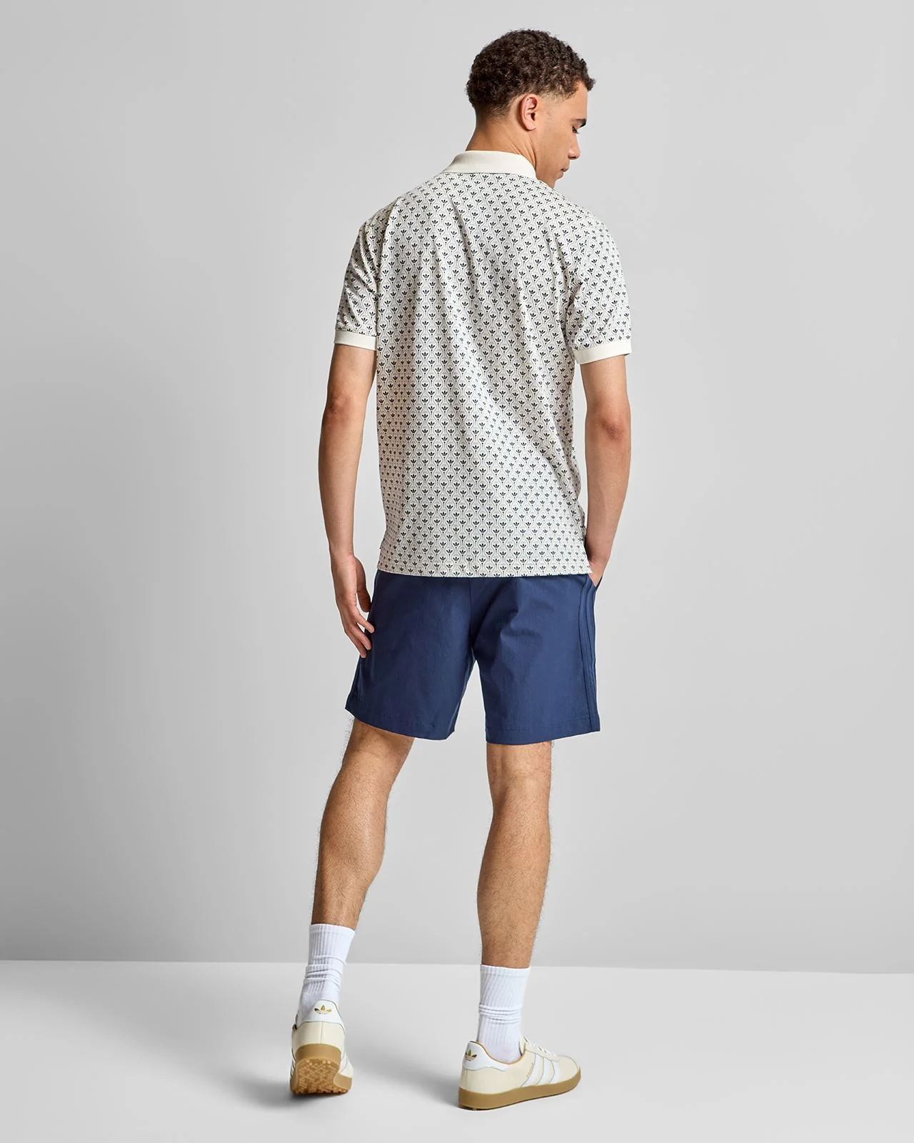 Originals All Over Trefoil Polo Chalk White/Night Indigo - Image 4