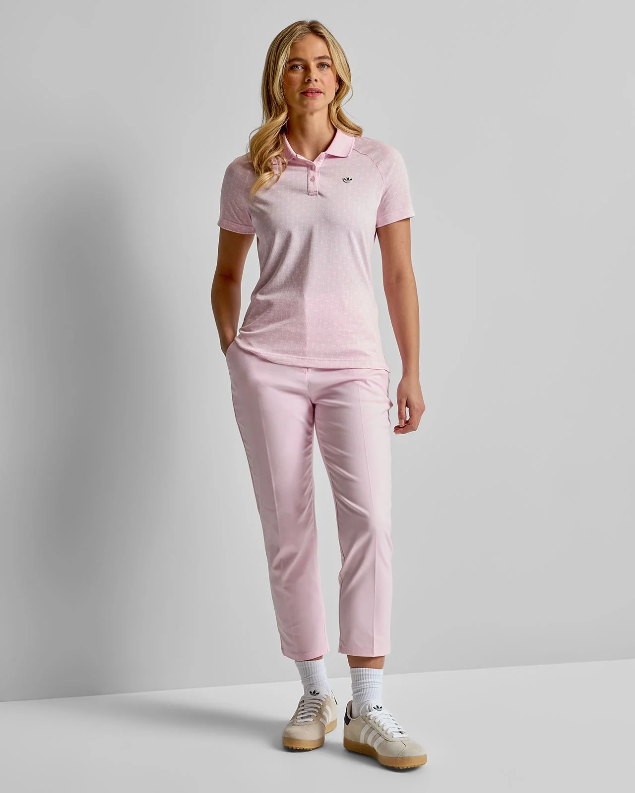 Originals All Over Trefoil Polo Clear Pink/Chalk White - Image 3