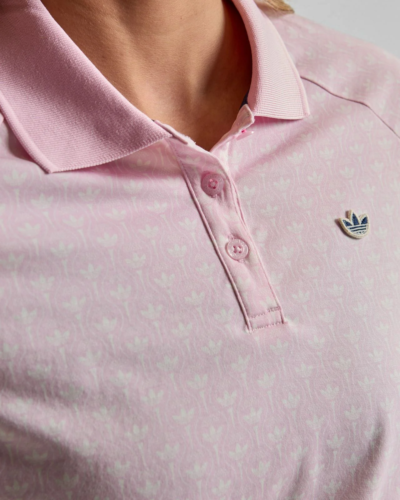 Originals All Over Trefoil Polo Clear Pink/Chalk White - Image 5