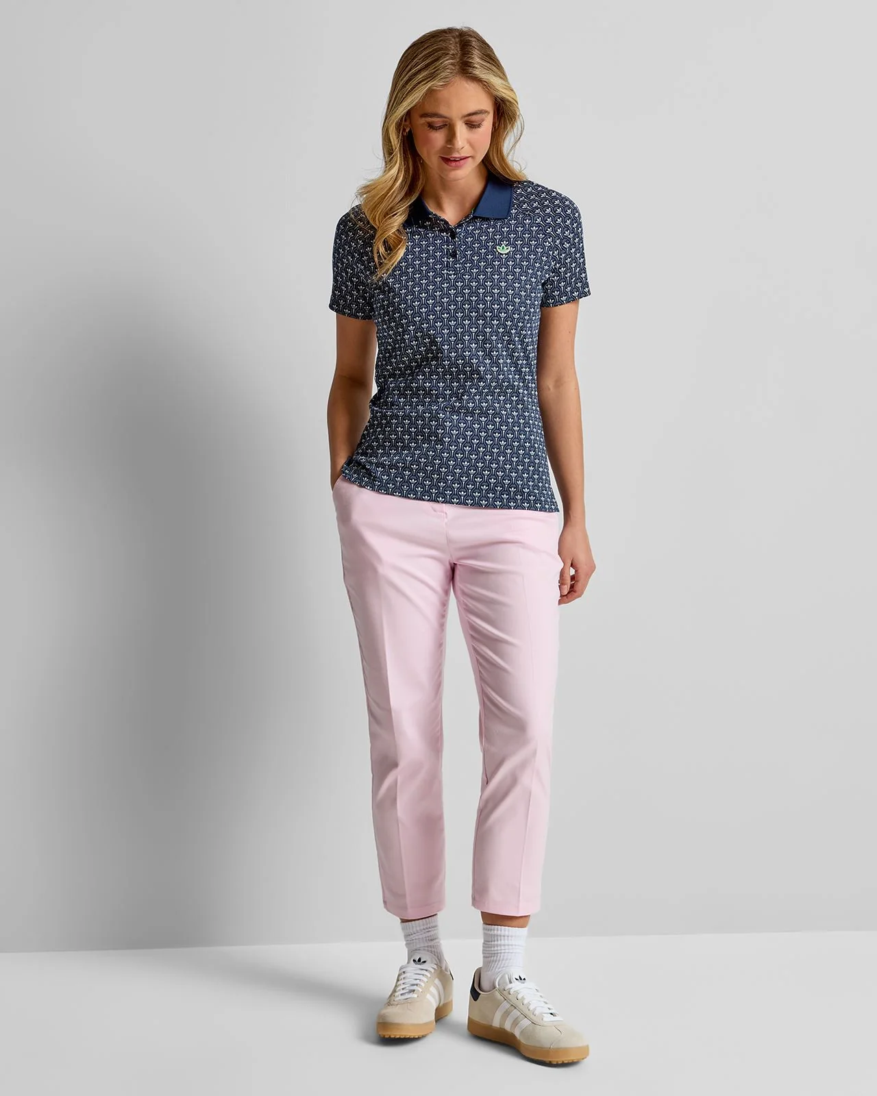 Originals All Over Trefoil Polo Night Indigo/Chalk White - Image 3