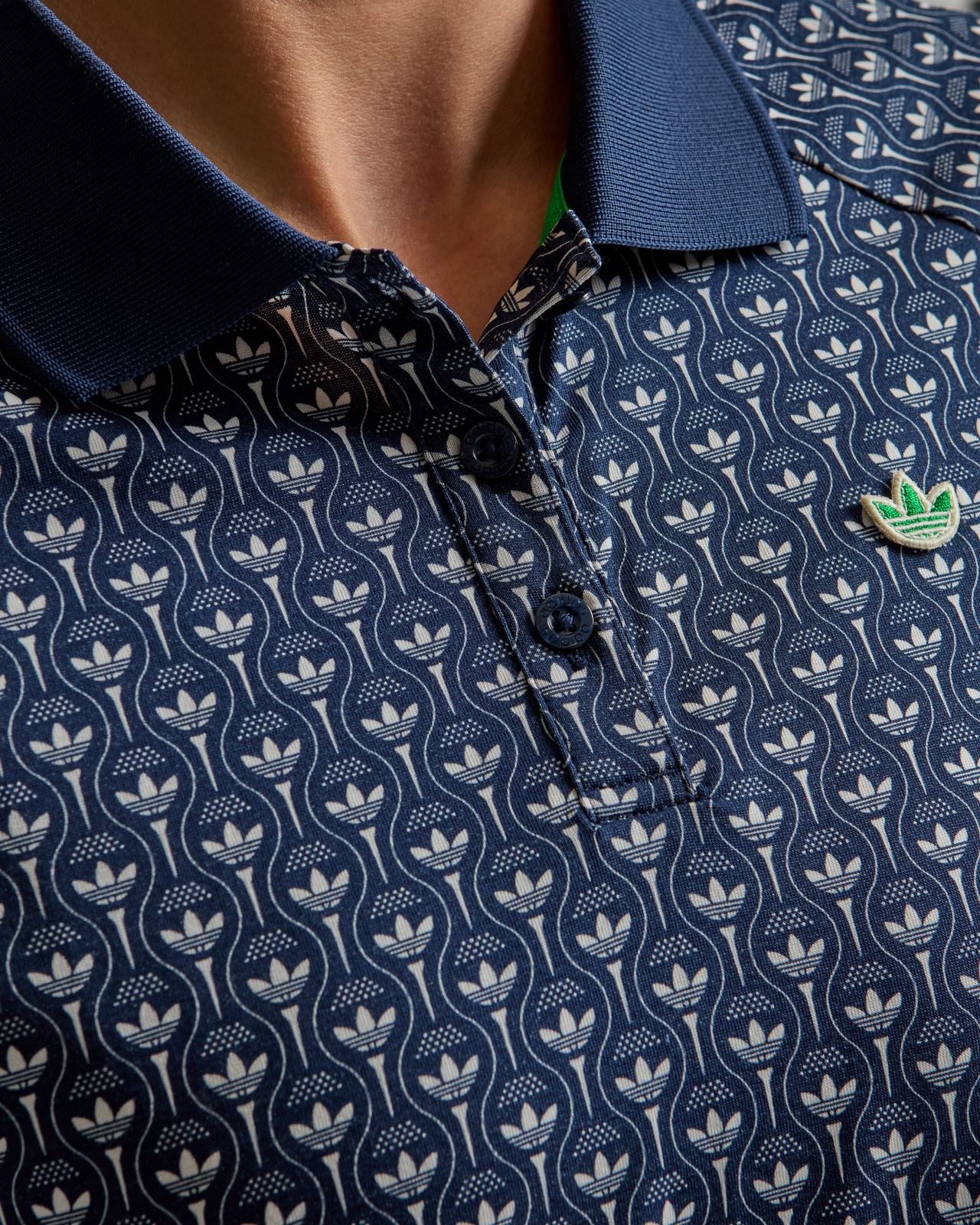 Originals All Over Trefoil Polo Night Indigo/Chalk White - Image 6