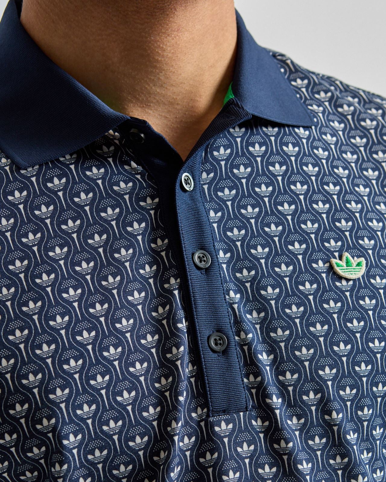 Originals All Over Trefoil Polo Night Indigo/Chalk White - Image 4