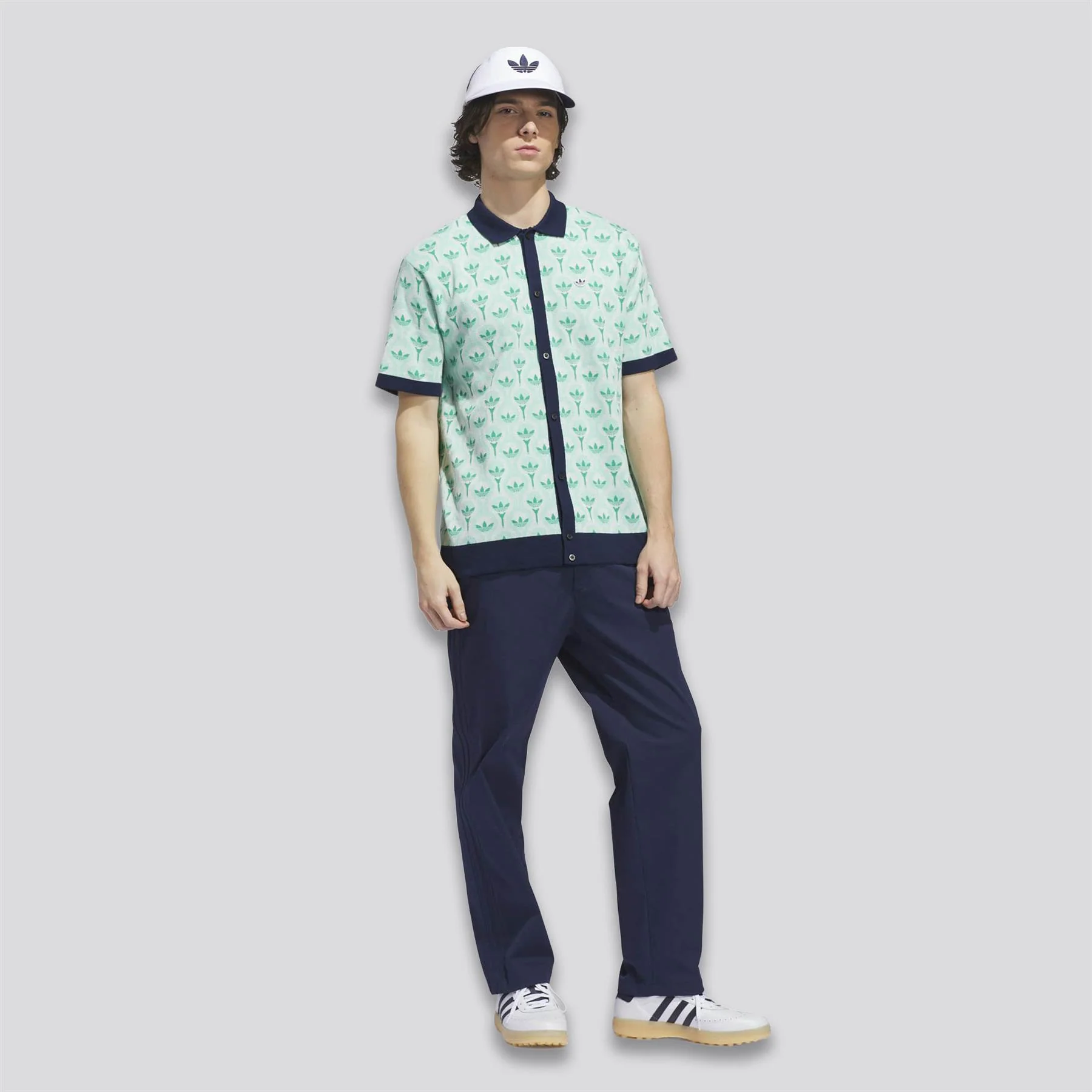 Originals Knit Polo White/Clear Mint/Court Green - Image 2