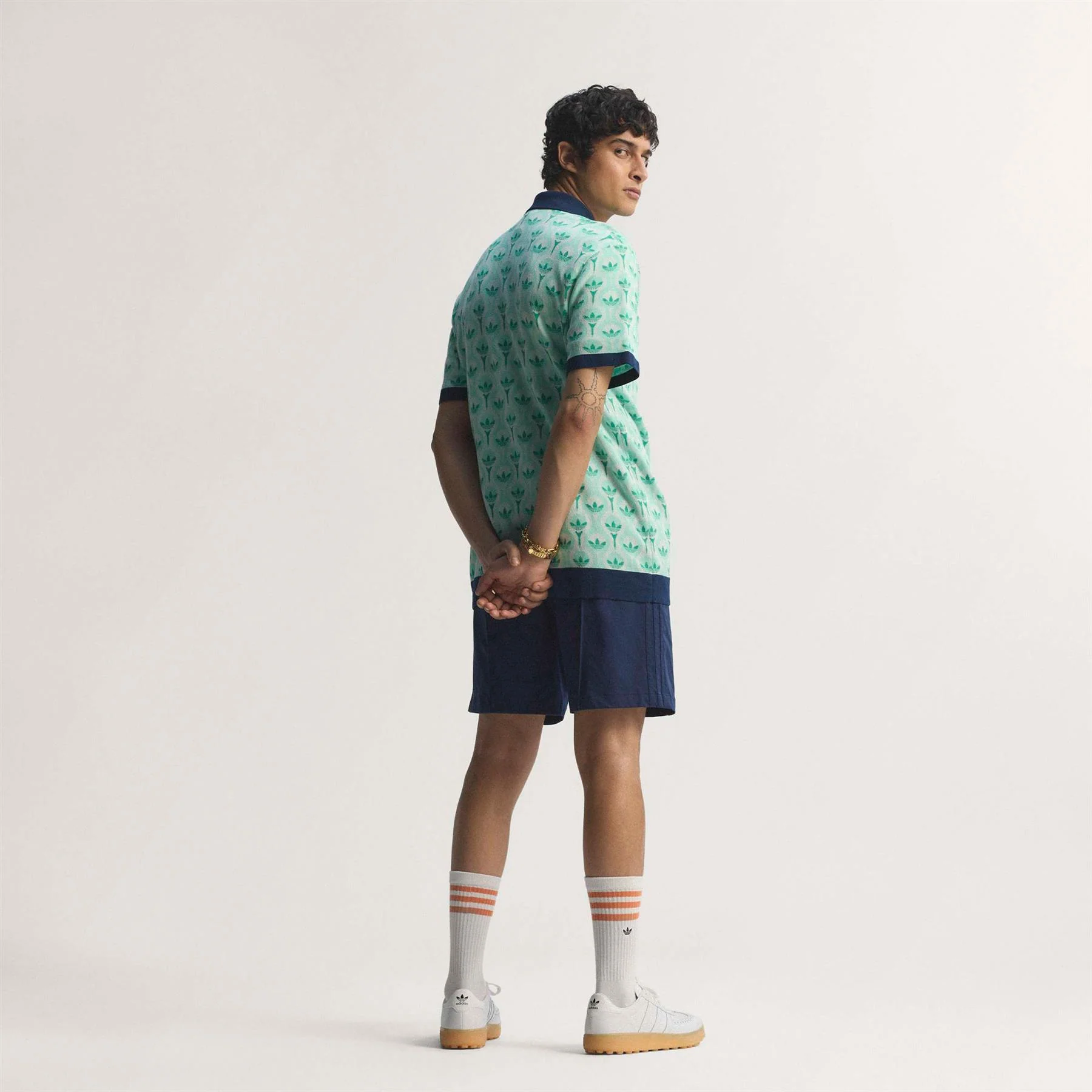 Originals Knit Polo White/Clear Mint/Court Green - Image 5