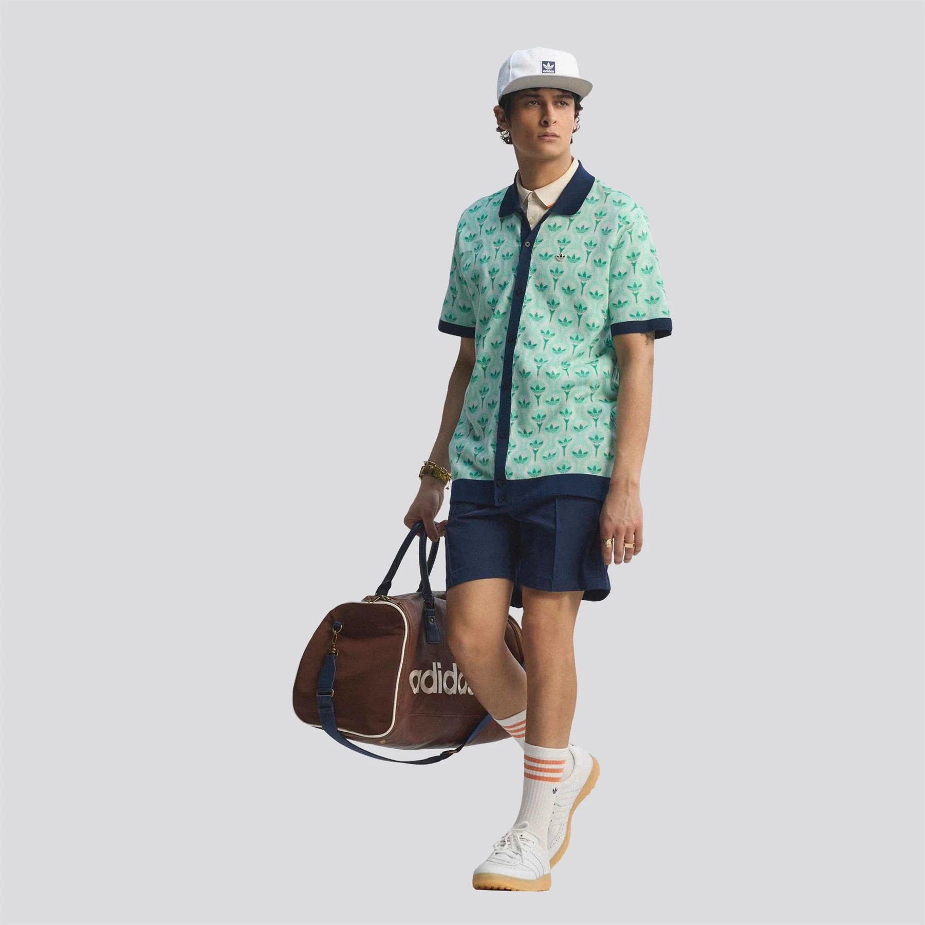 Originals Knit Polo White/Clear Mint/Court Green - Image 8