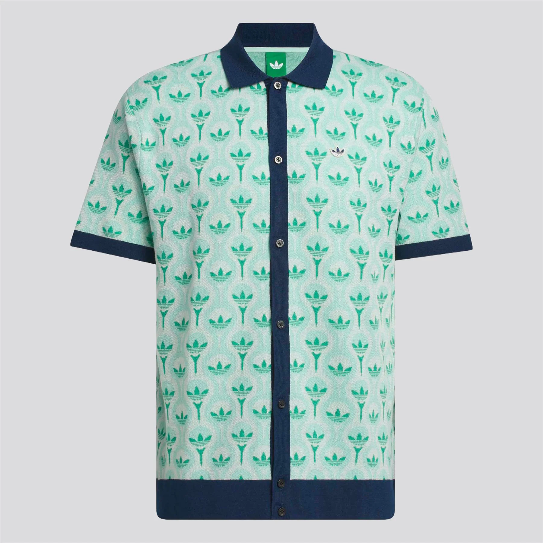 Originals Knit Polo White/Clear Mint/Court Green - Image 9