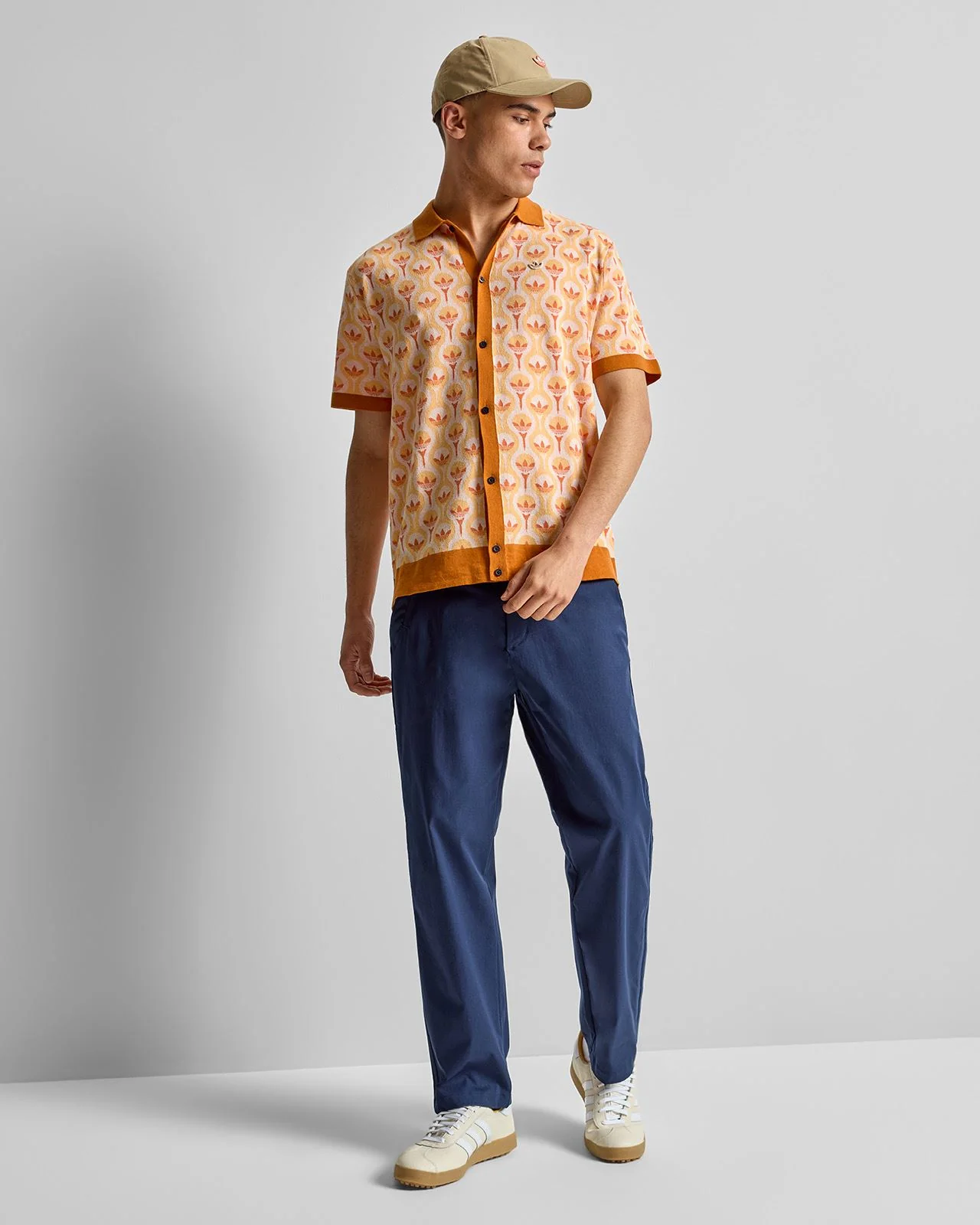 Originals Knit Polo White/Ice Tangerine/Dusky Orange - Image 3