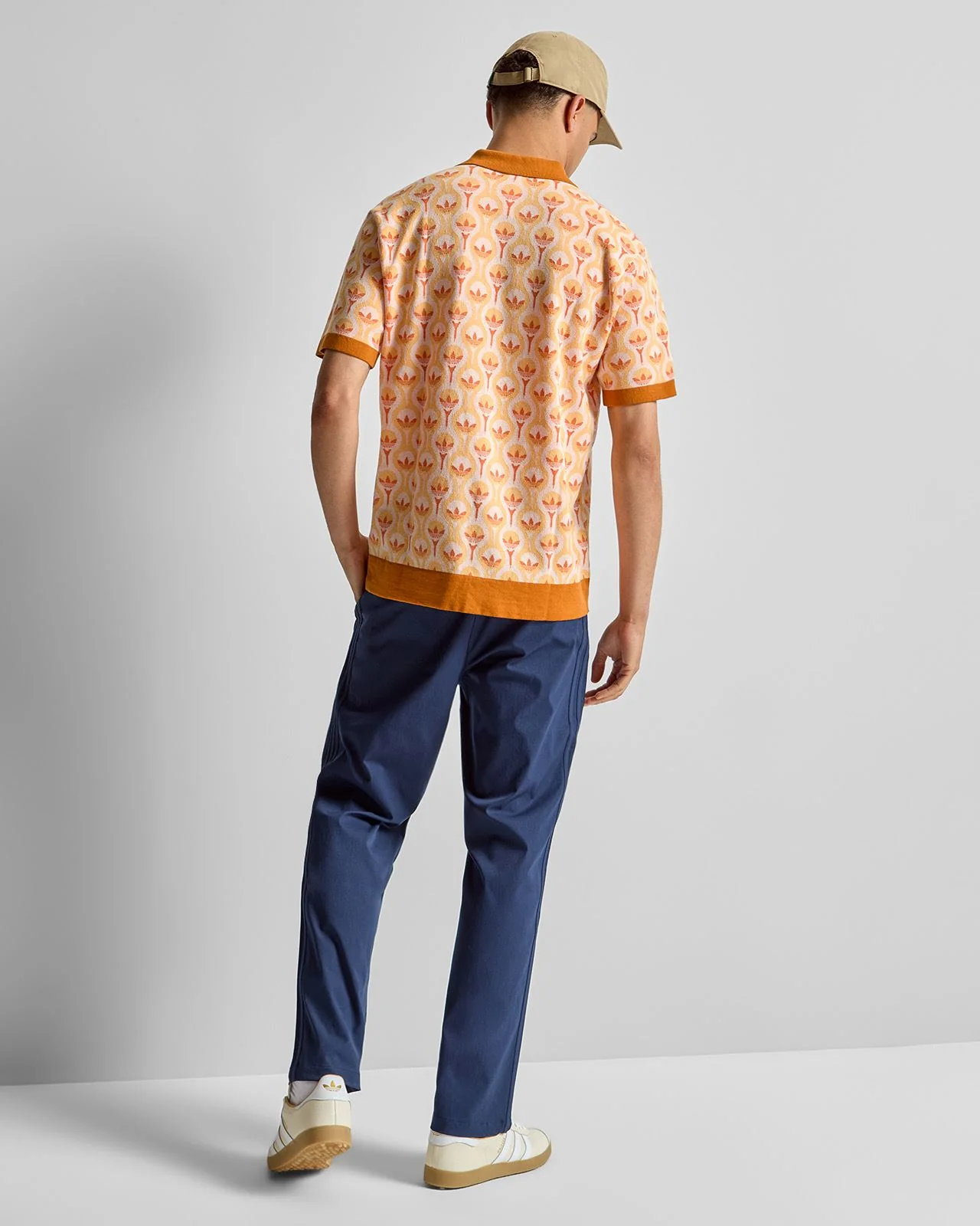 Originals Knit Polo White/Ice Tangerine/Dusky Orange - Image 4