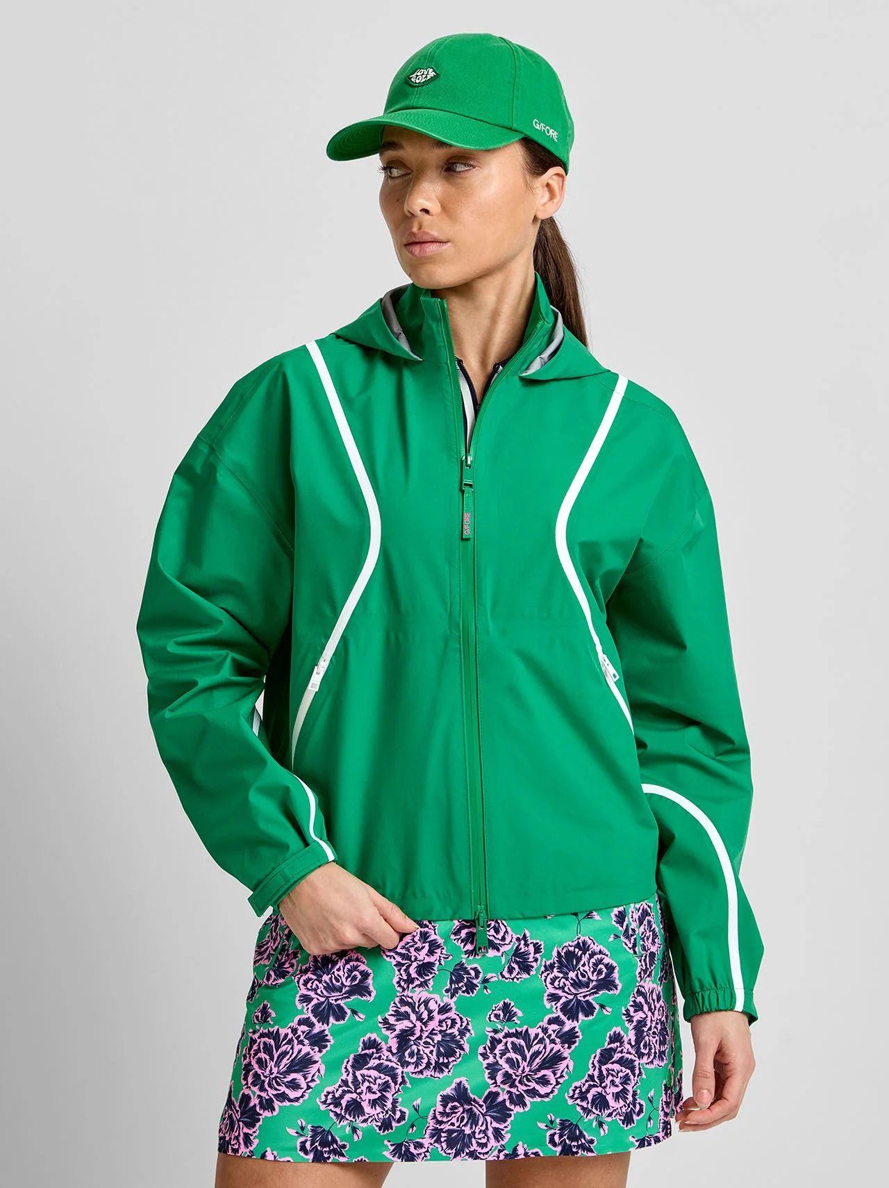 Paneled Waterproof Hooded Jacket Dark Clover