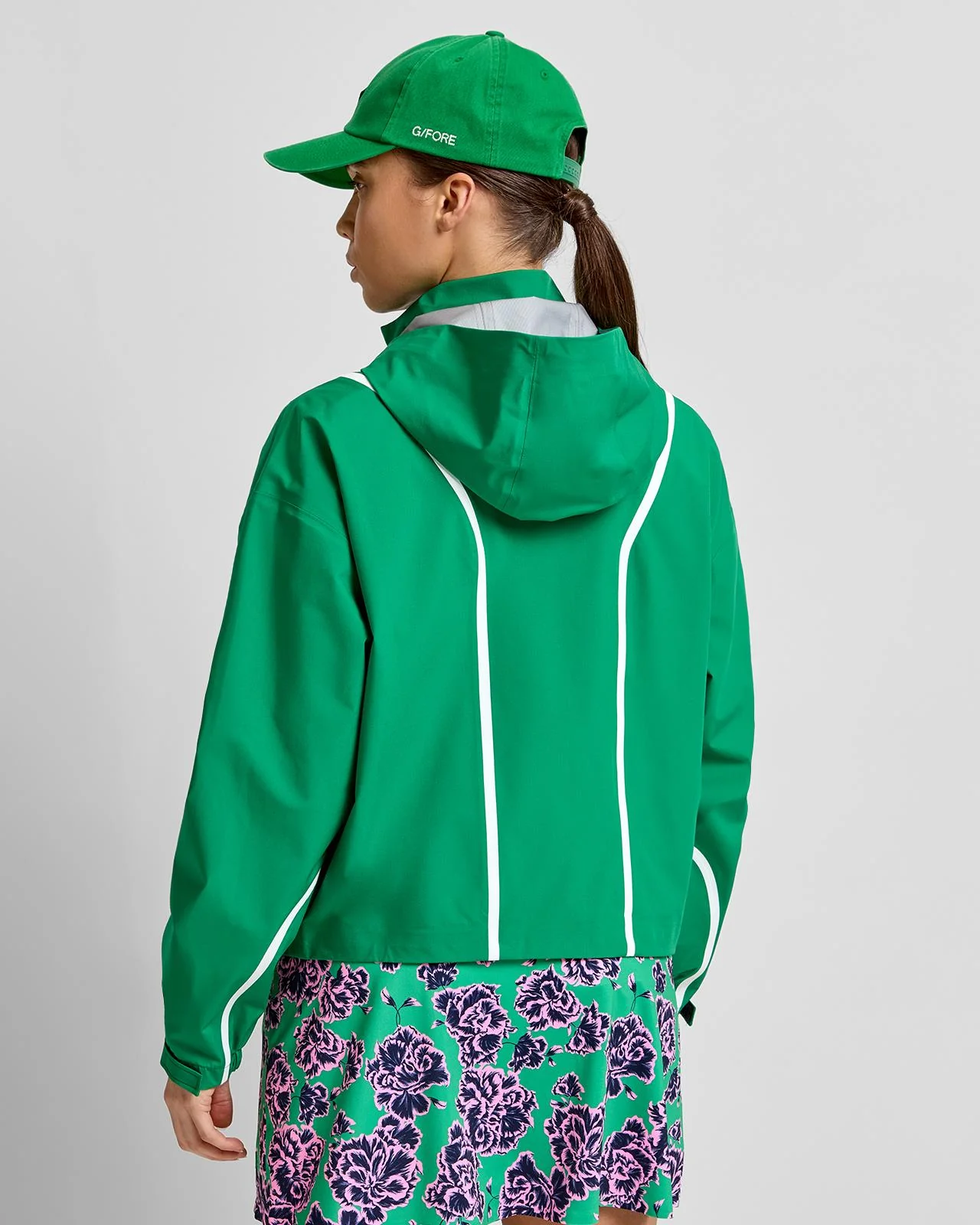 Paneled Waterproof Hooded Jacket Dark Clover - Image 2
